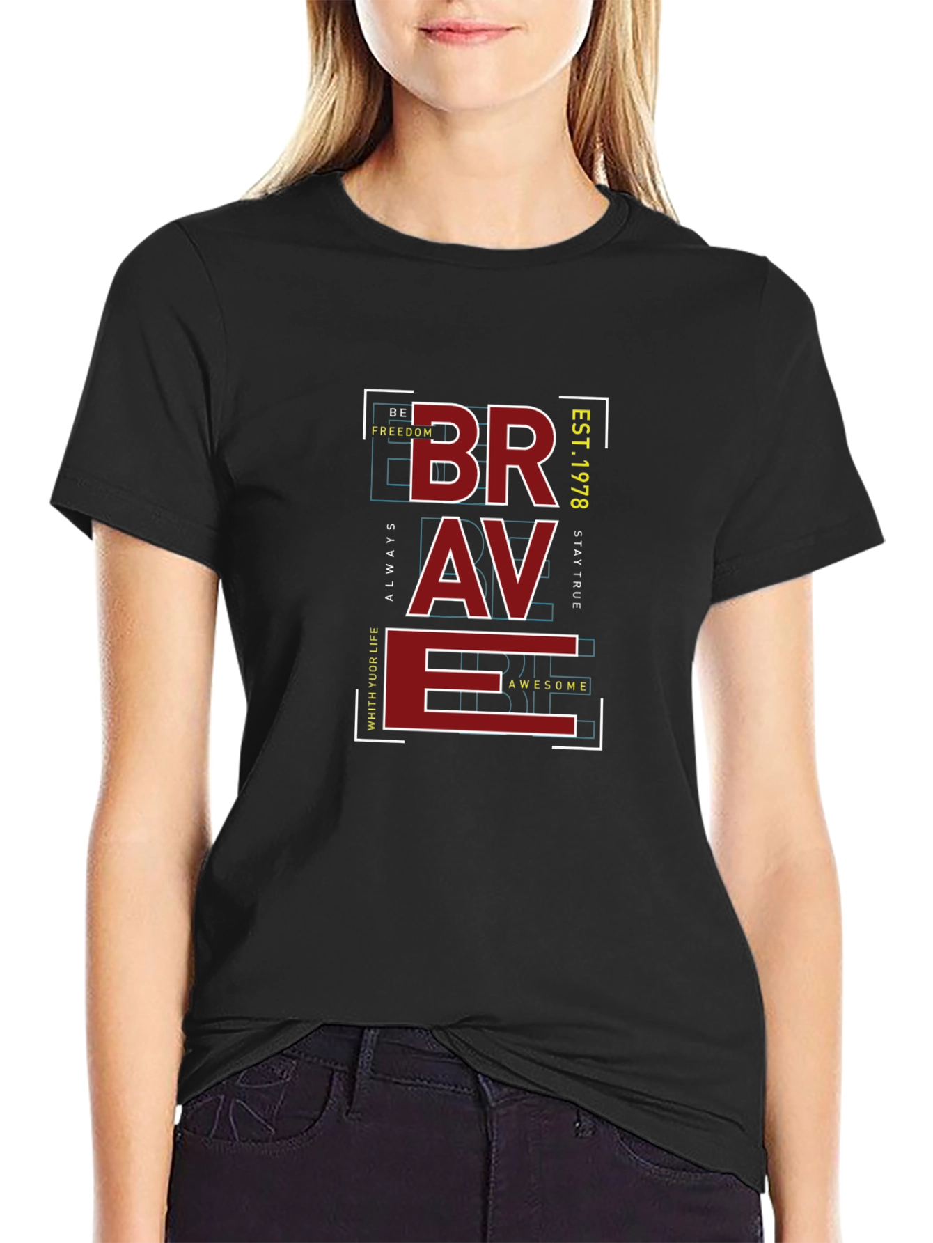 Brave Graphic Print T-Shirt - Mens Casual Tee