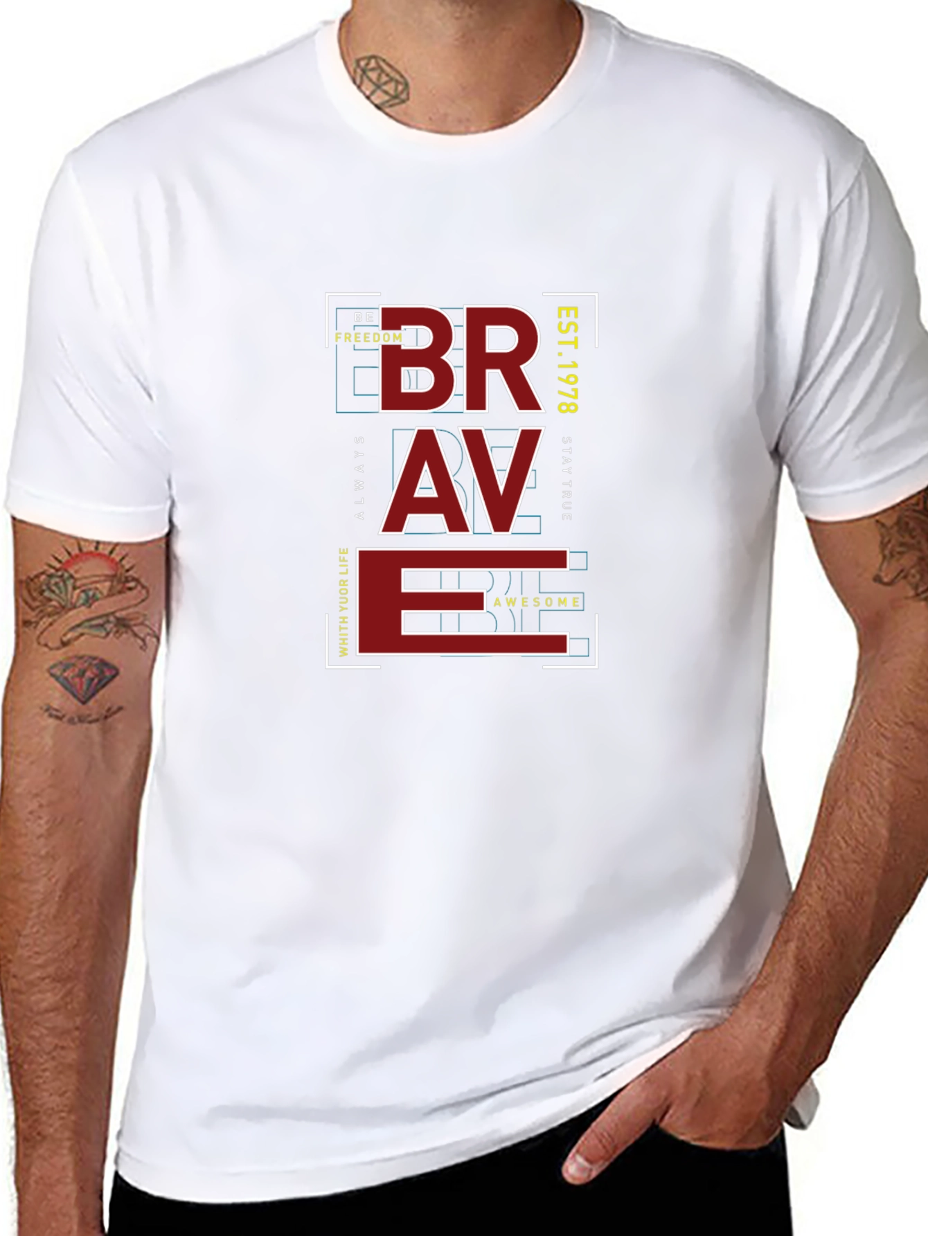 Brave Graphic Print T-Shirt - Mens Casual Tee