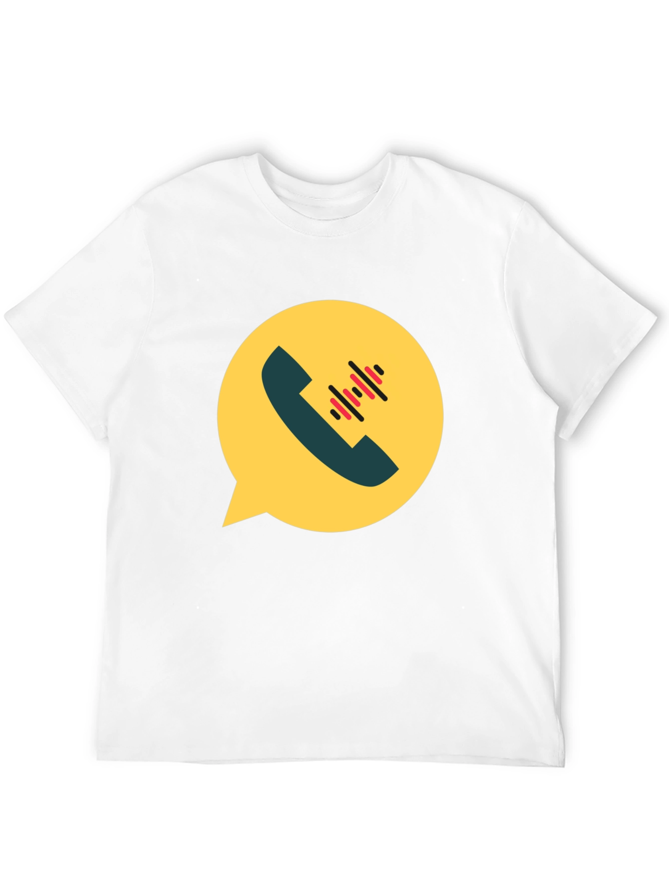 Modern Black T-Shirt with Phone Call Graphic