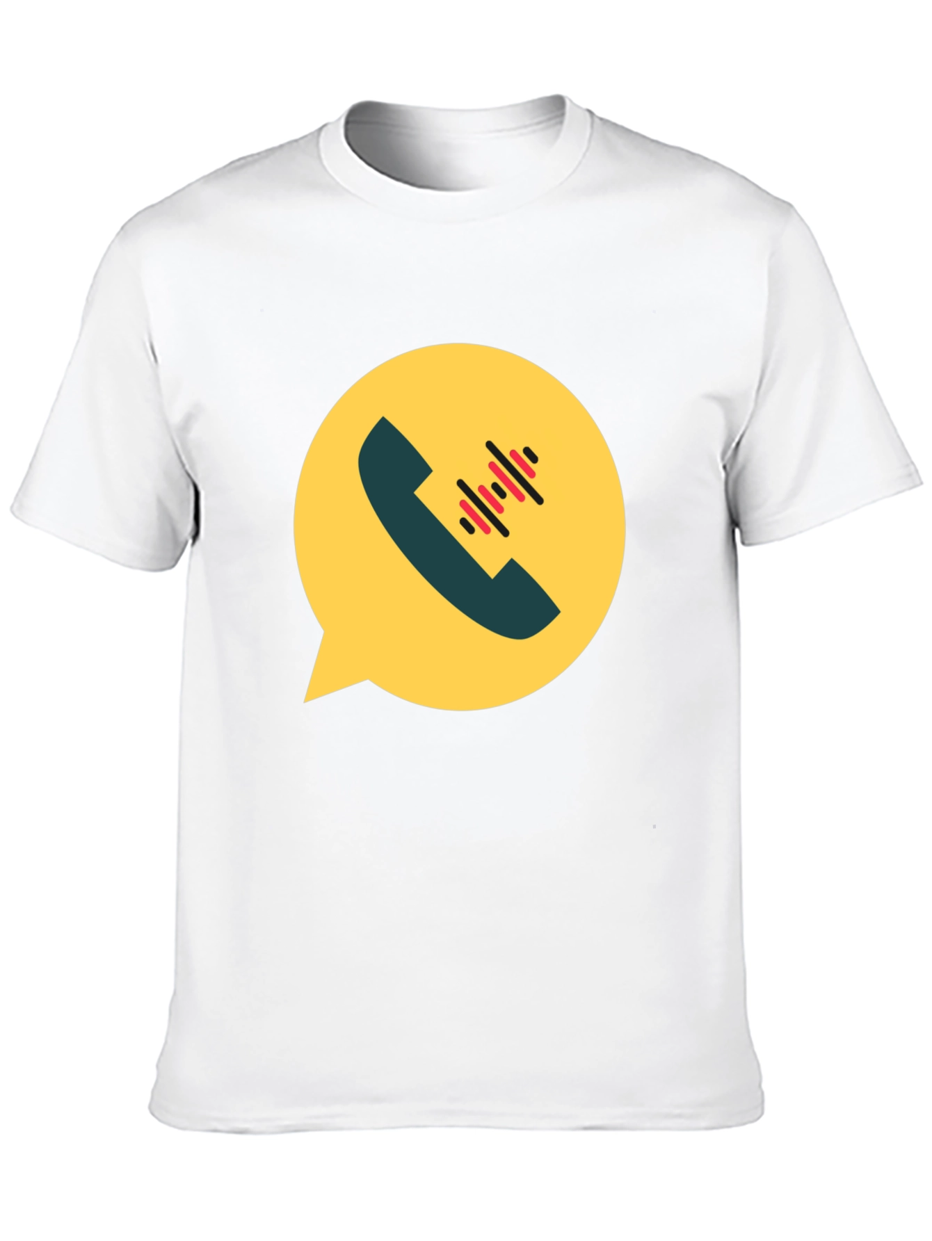Modern Black T-Shirt with Phone Call Graphic