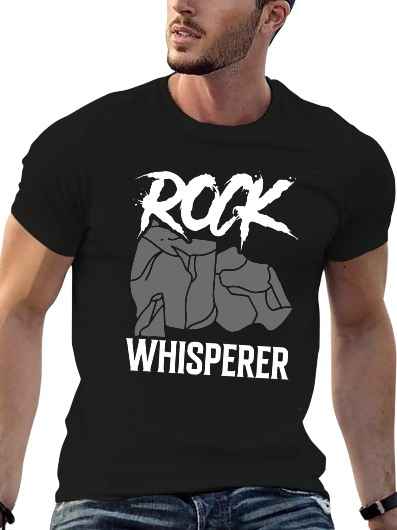 Rock Whisperer Graphic Tee - Black Cotton T-Shirt