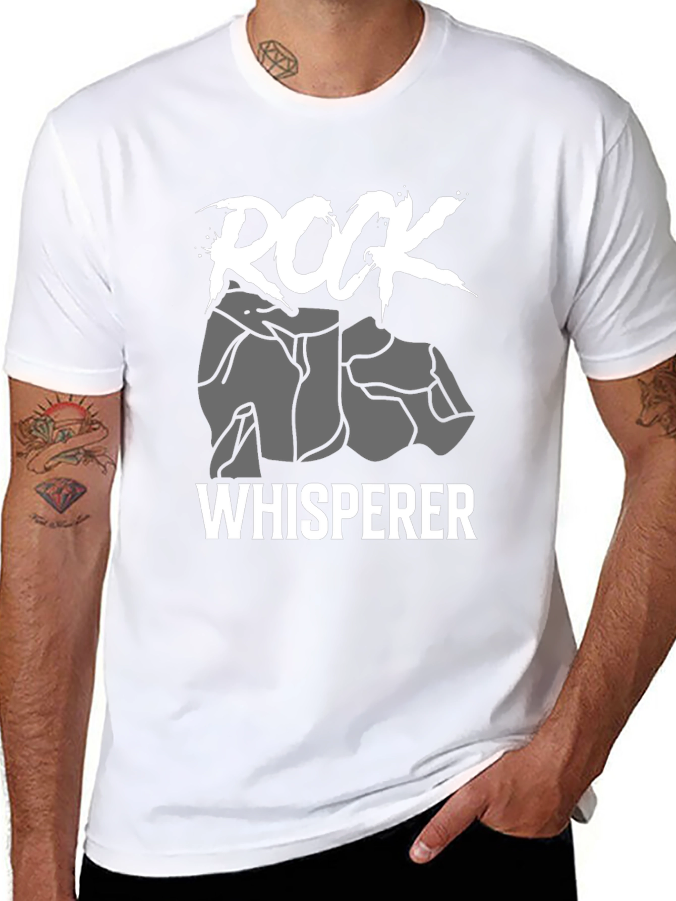 Rock Whisperer Graphic Tee - Black Cotton T-Shirt