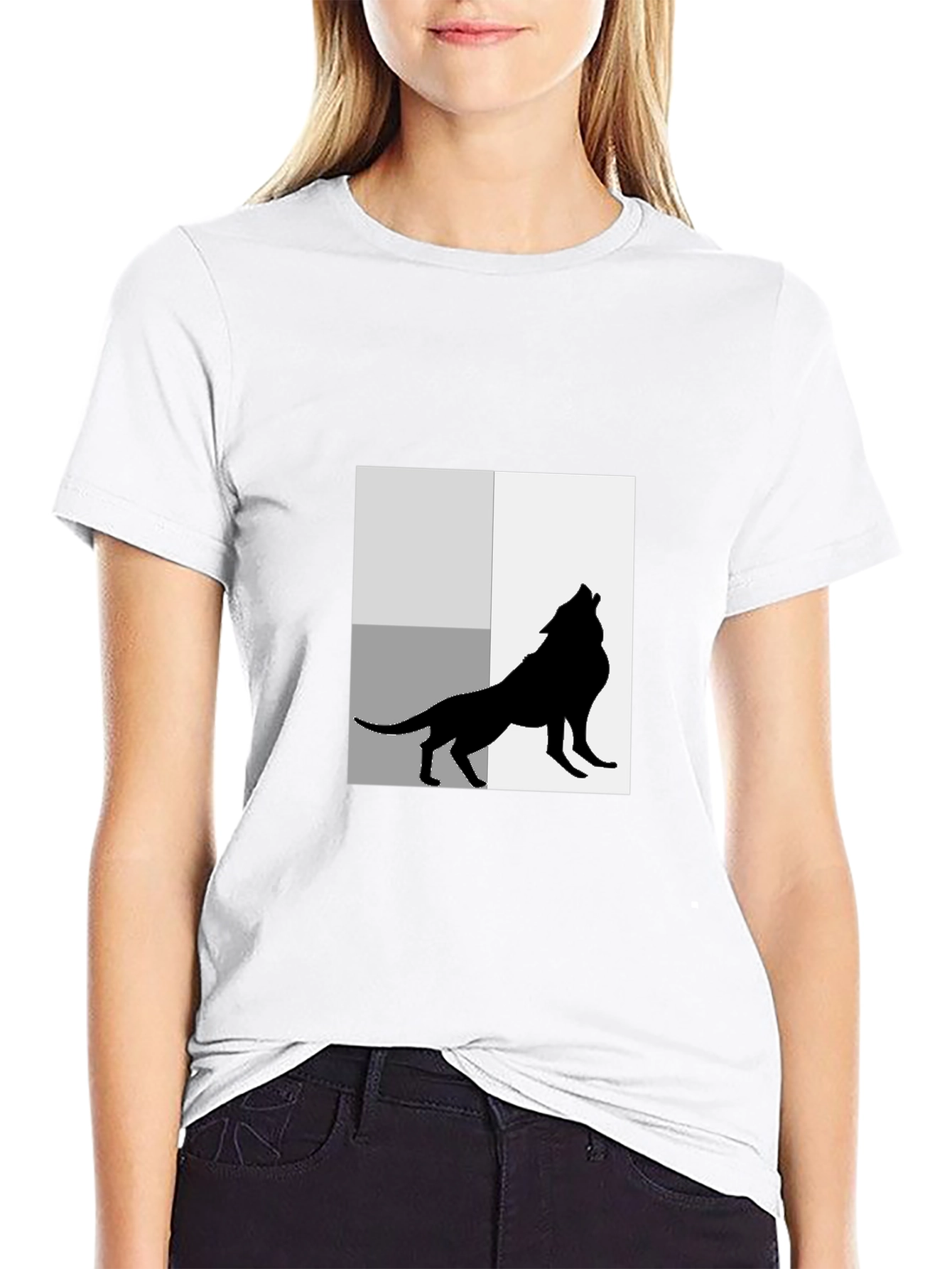 Wolf Silhouette Graphic Black T-Shirt