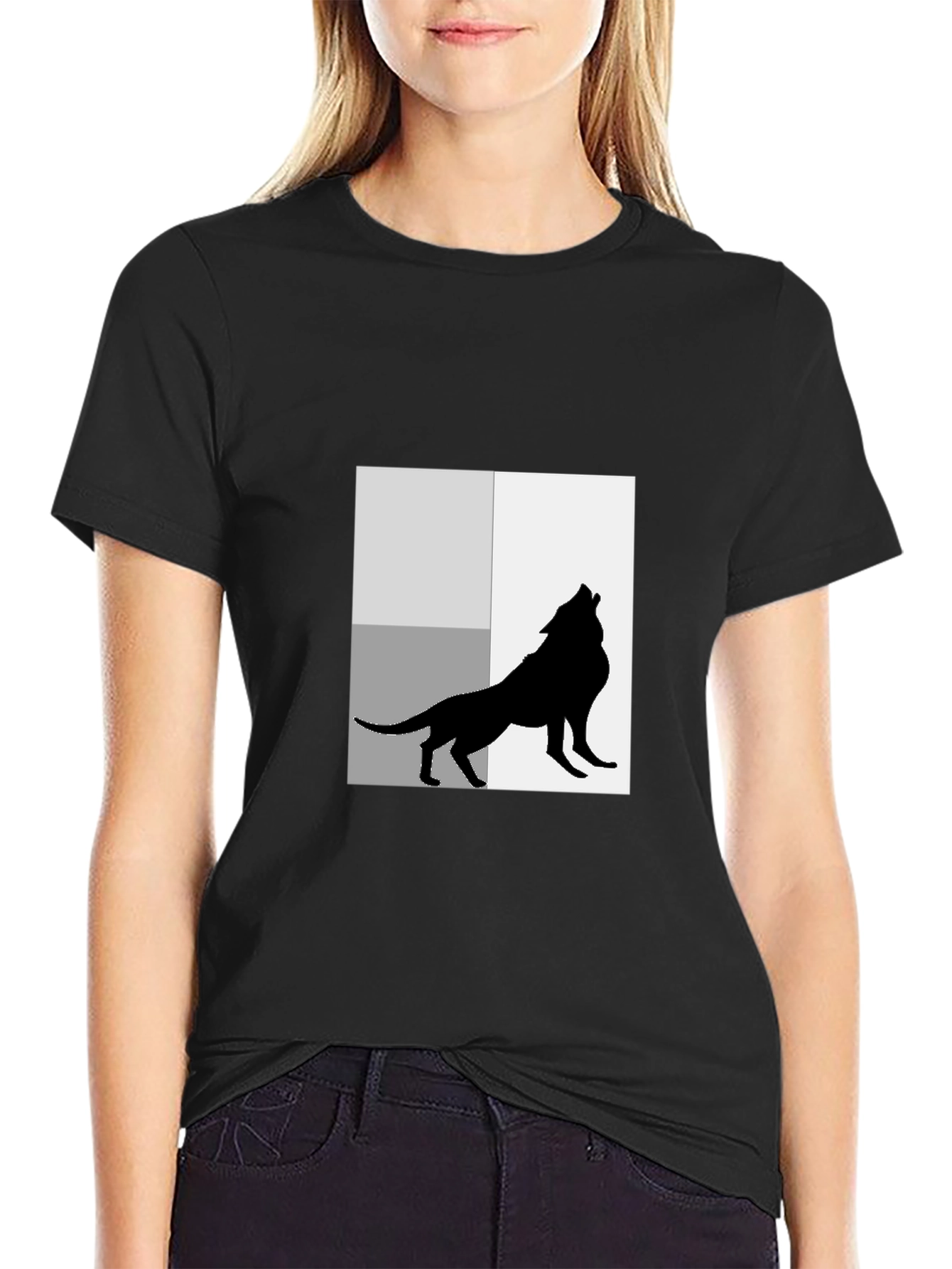 Wolf Silhouette Graphic Black T-Shirt