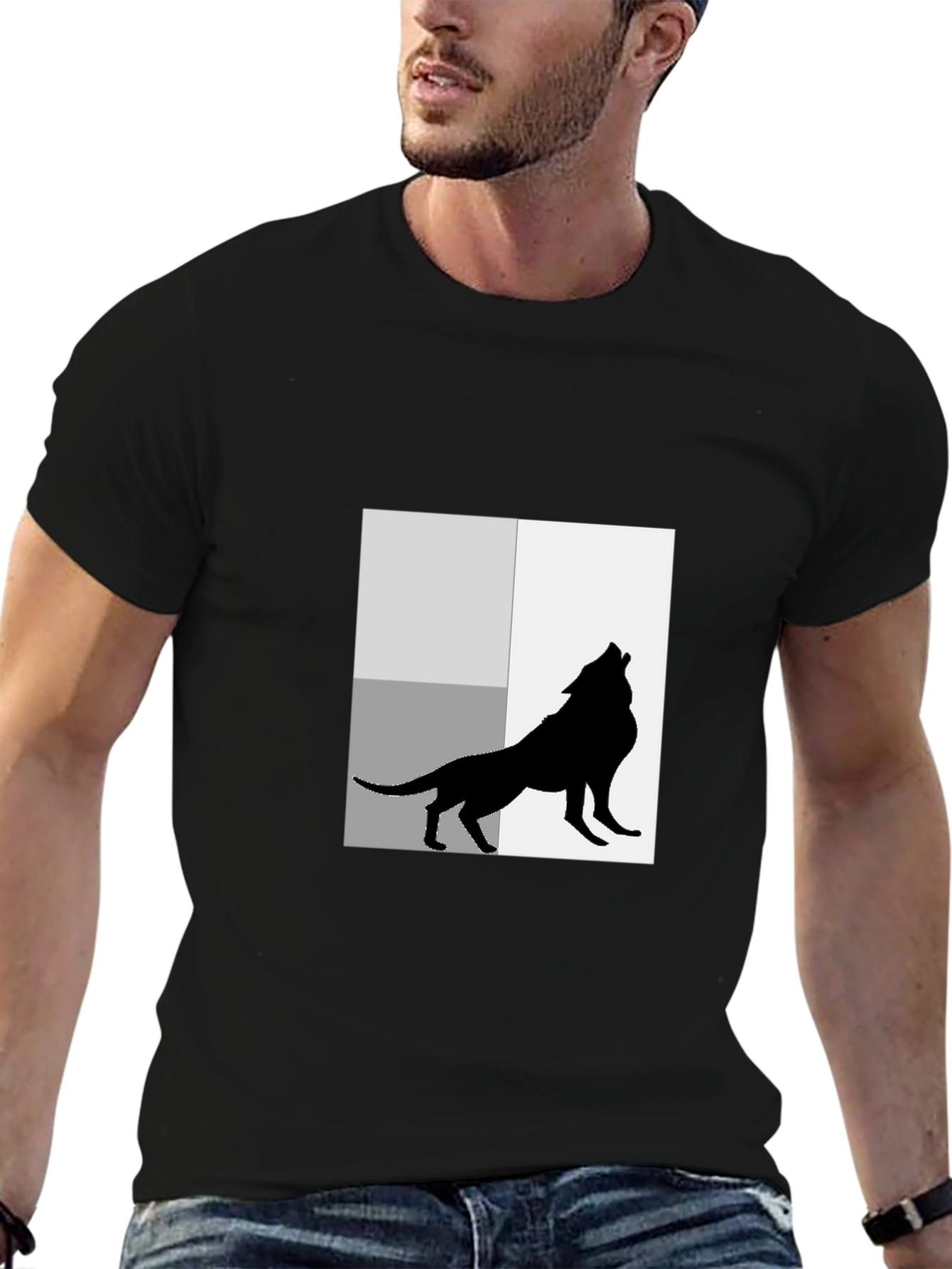 Wolf Silhouette Graphic Black T-Shirt
