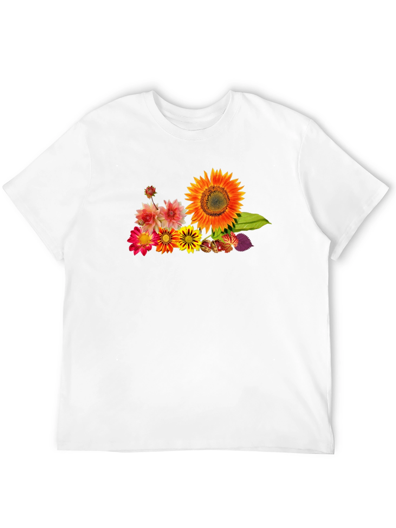 Floral Graphic Tee - Sunflower Design Black T-Shirt