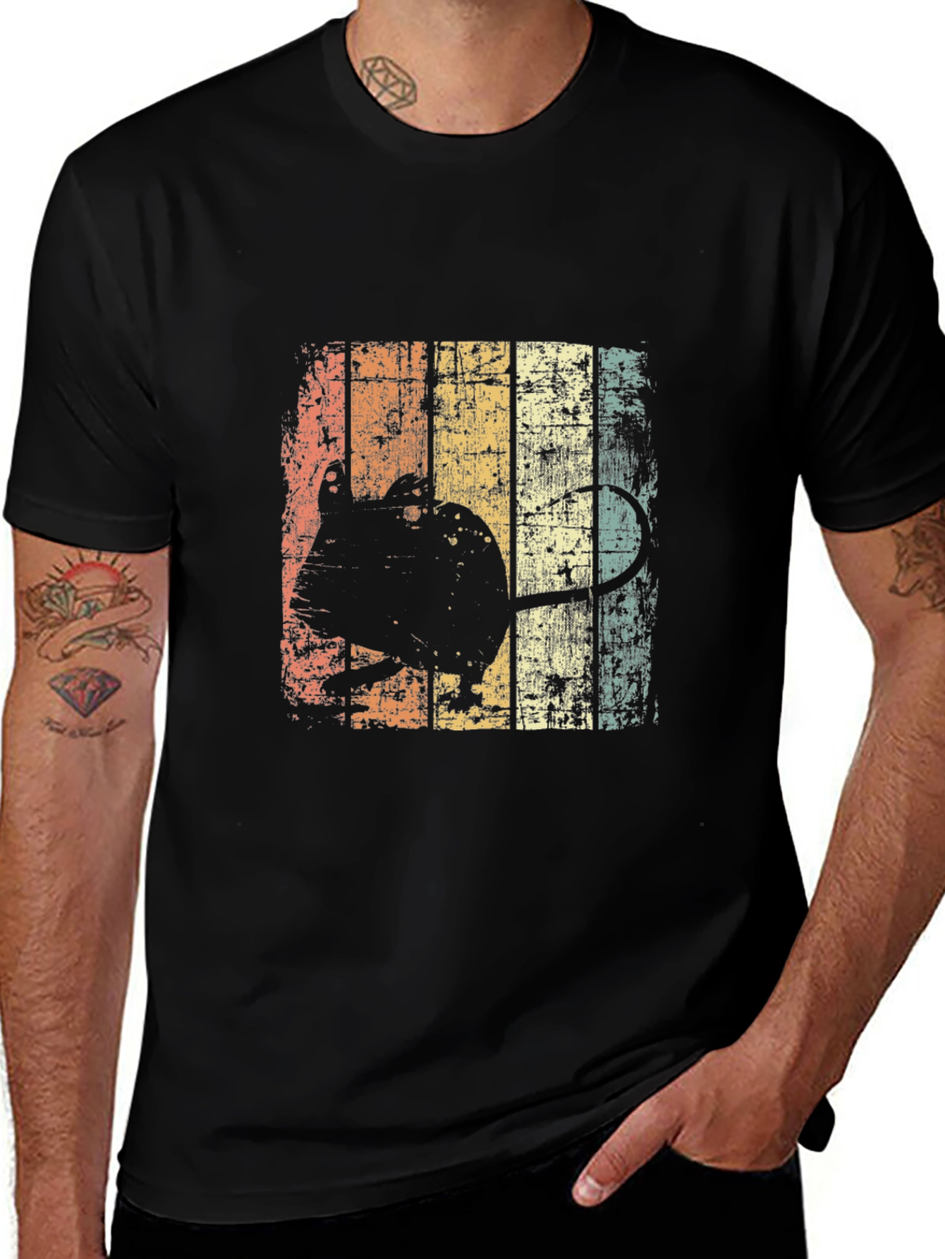 Retro Mouse Graphic Black T-Shirt
