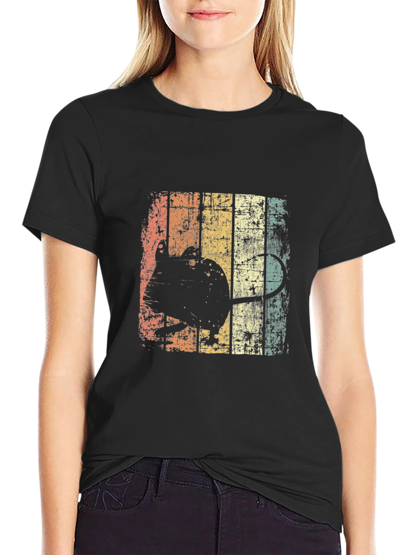Retro Mouse Graphic Black T-Shirt