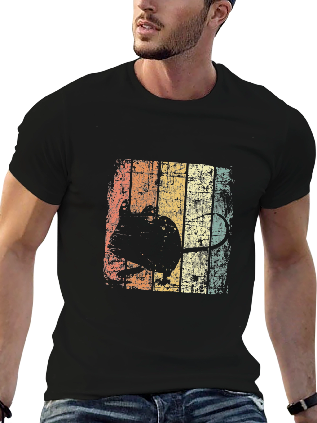 Retro Mouse Graphic Black T-Shirt