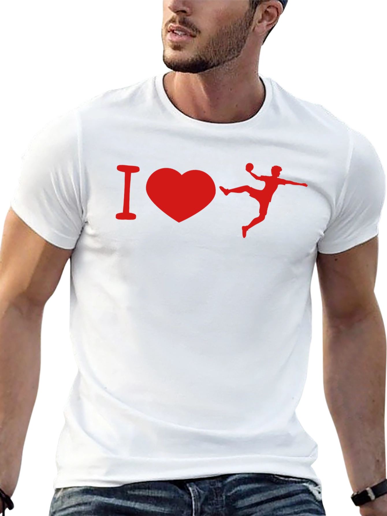 I Love Handball Graphic T-Shirt - Black Cotton Tee