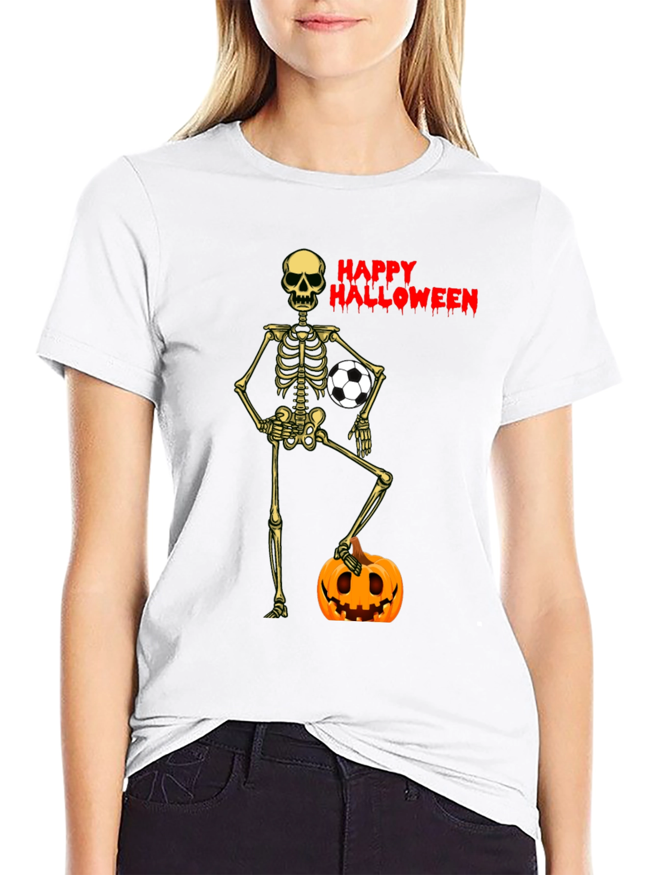 Happy Halloween Skeleton Soccer T-Shirt