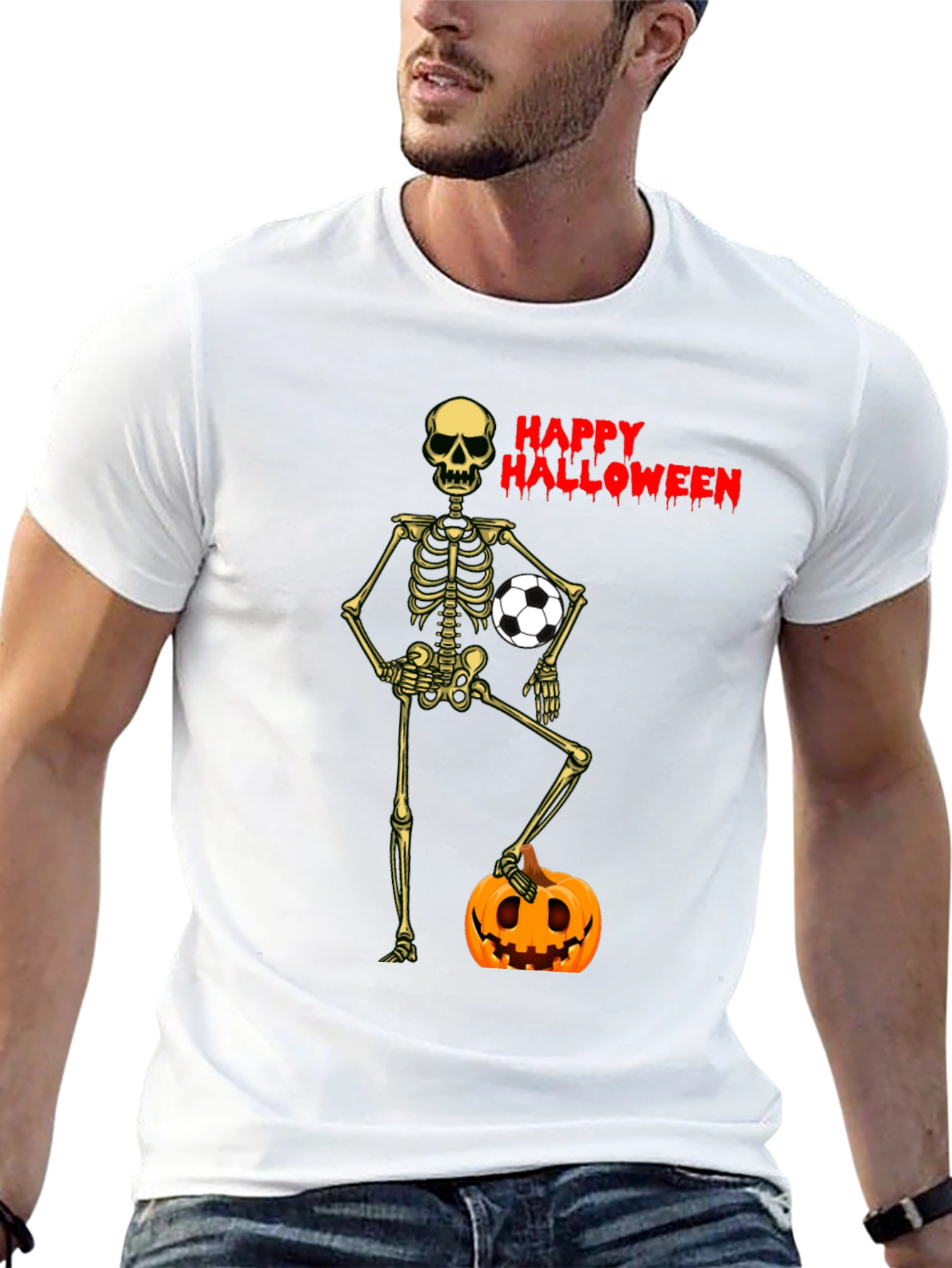 Happy Halloween Skeleton Soccer T-Shirt