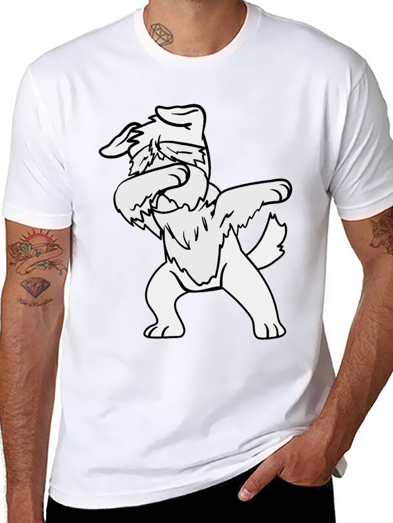 Dabbing Dog Graphic Tee - Black Cotton T-Shirt