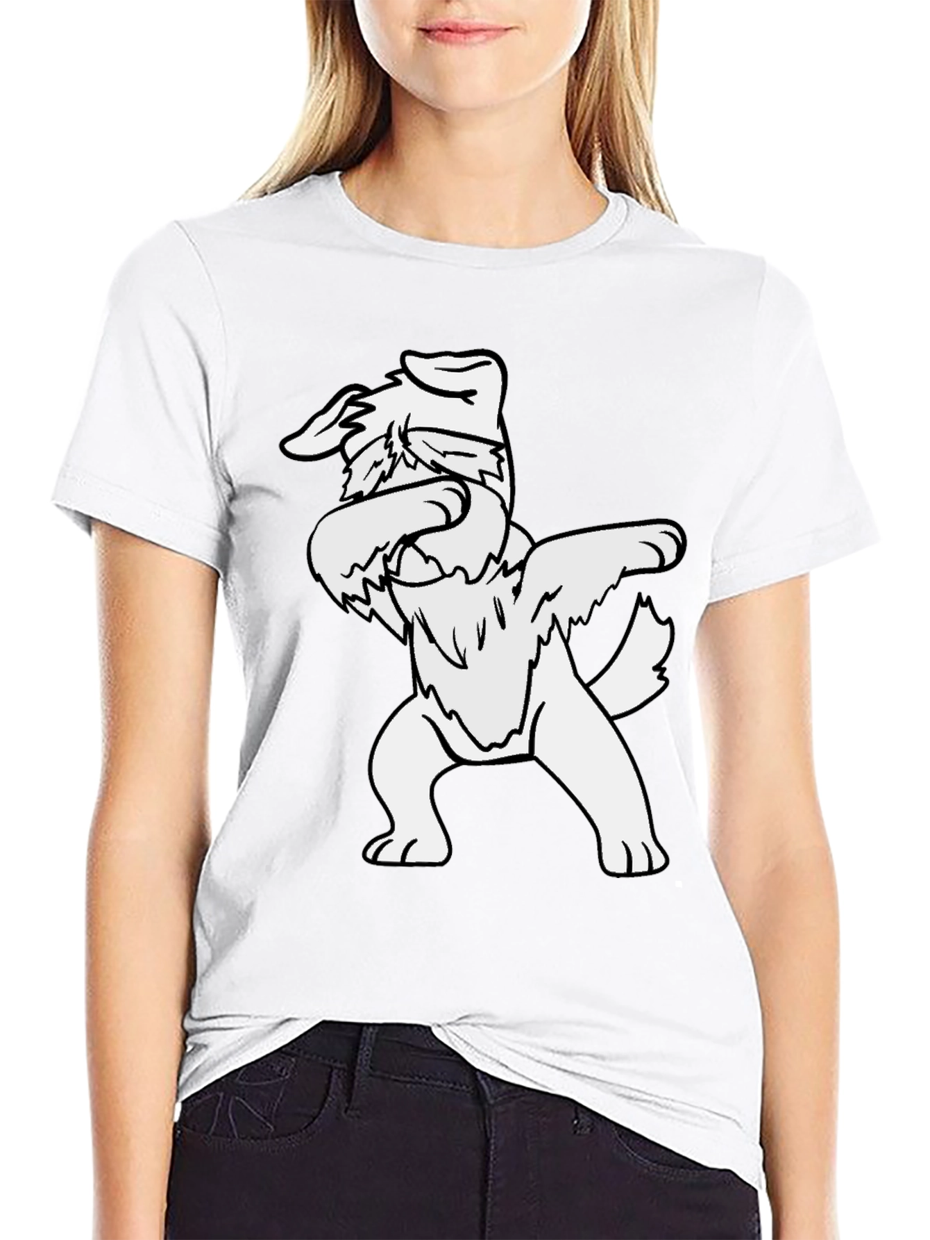 Dabbing Dog Graphic Tee - Black Cotton T-Shirt