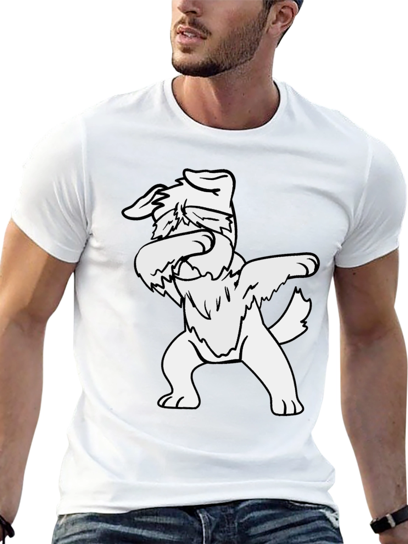 Dabbing Dog Graphic Tee - Black Cotton T-Shirt