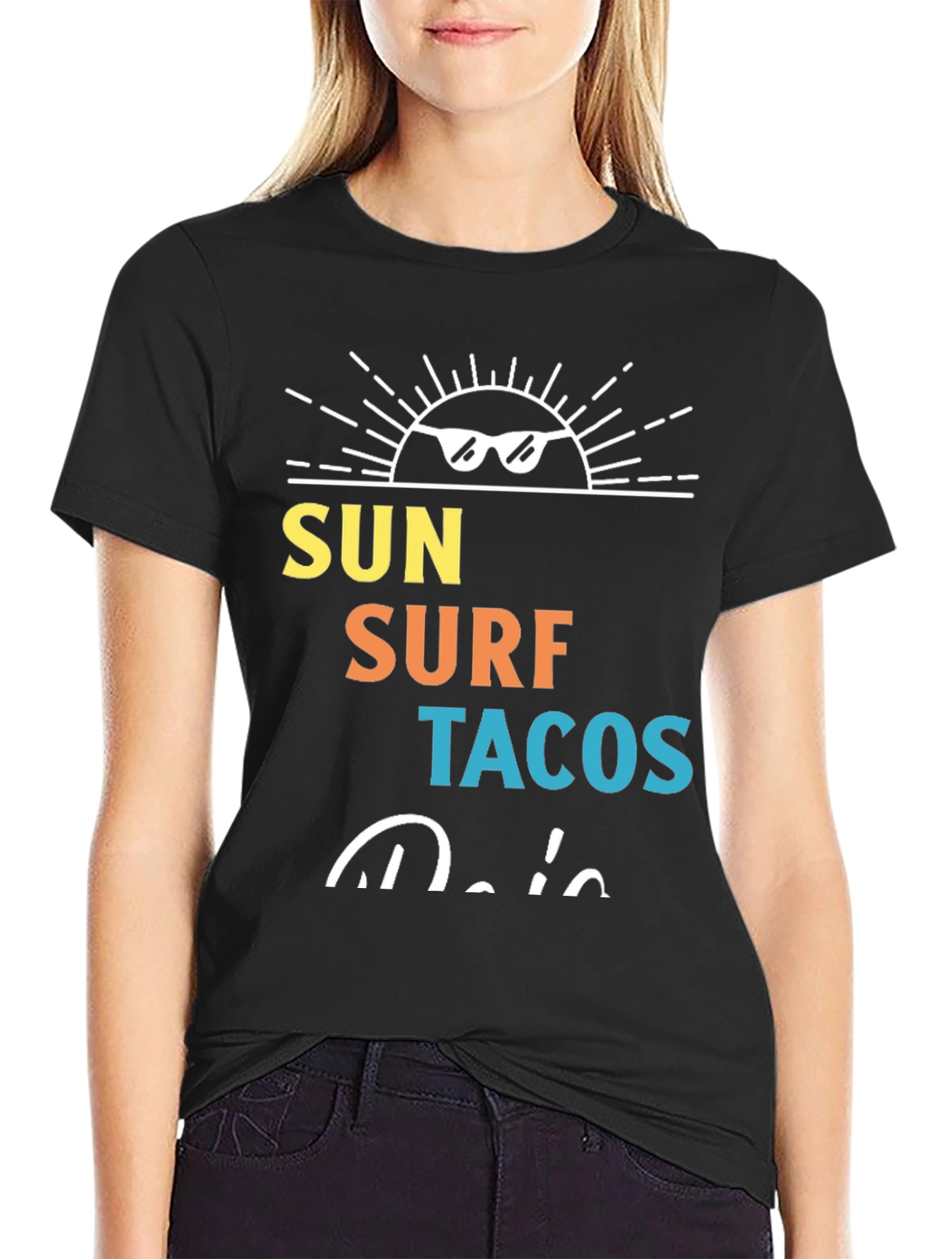 Sun Surf Tacos Black Graphic Tee