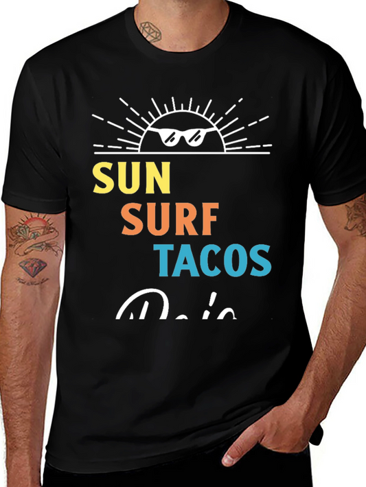 Sun Surf Tacos Black Graphic Tee