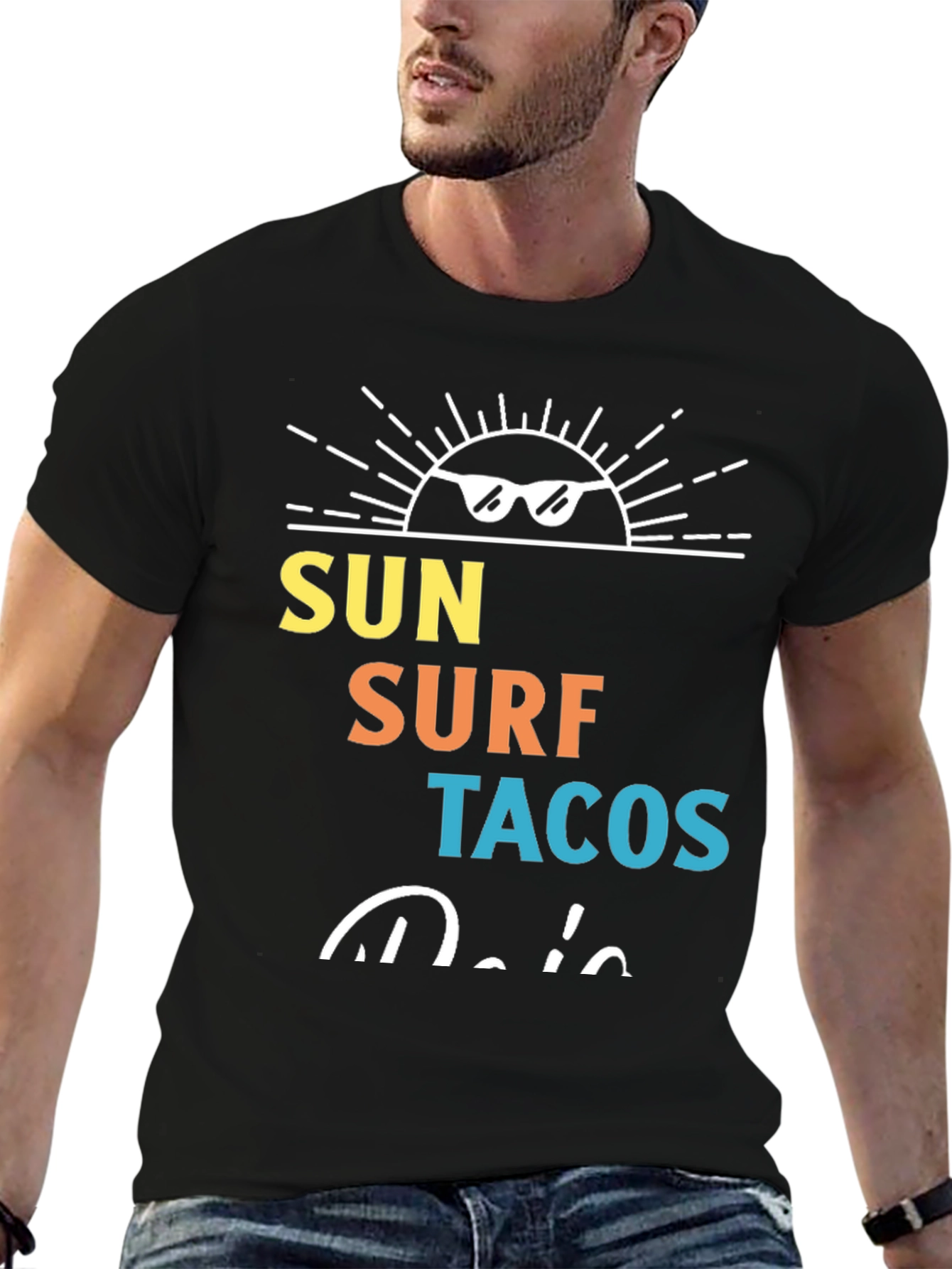 Sun Surf Tacos Black Graphic Tee