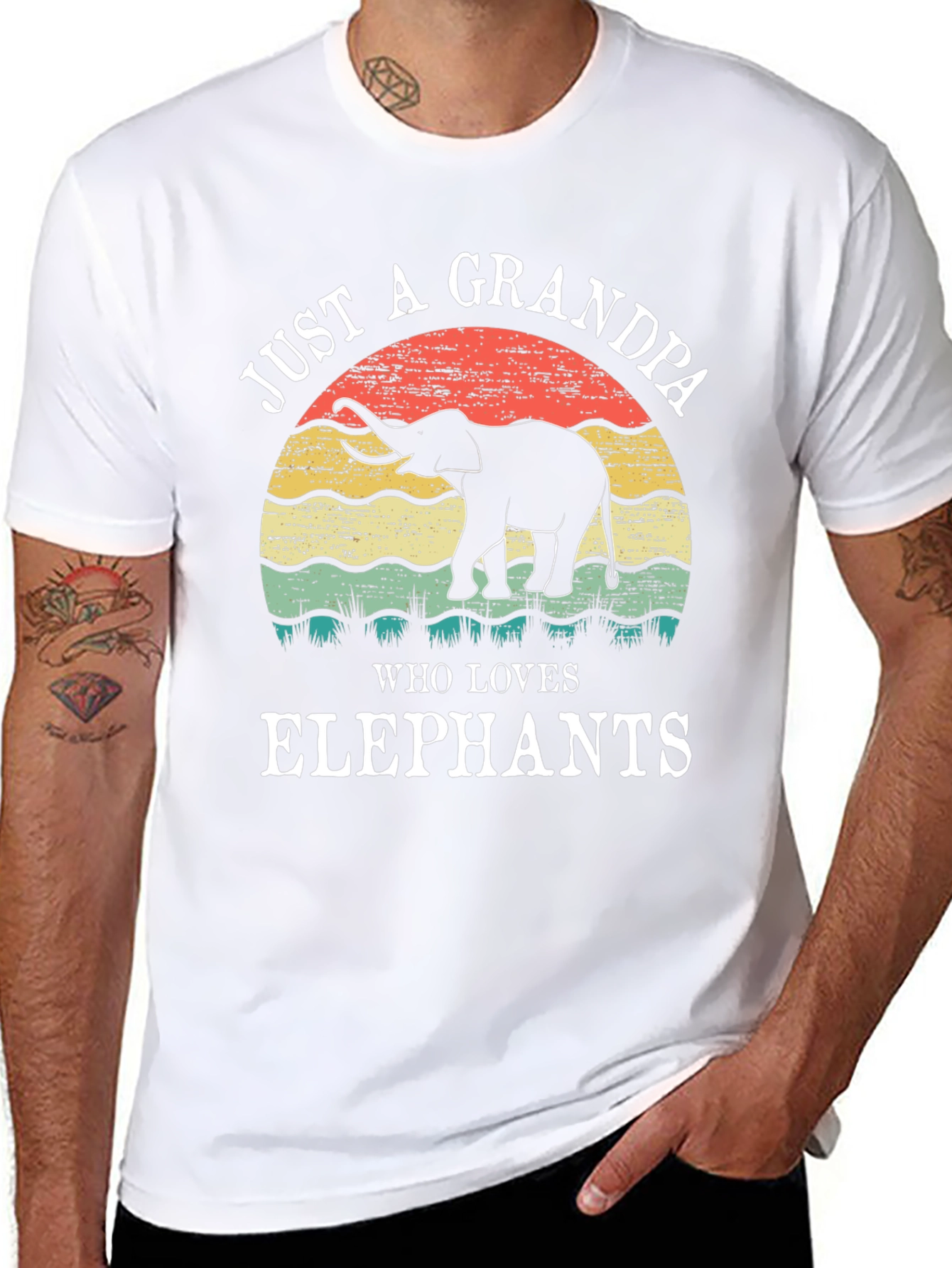 Elephant Grandpa Graphic Tee - Perfect Gift!
