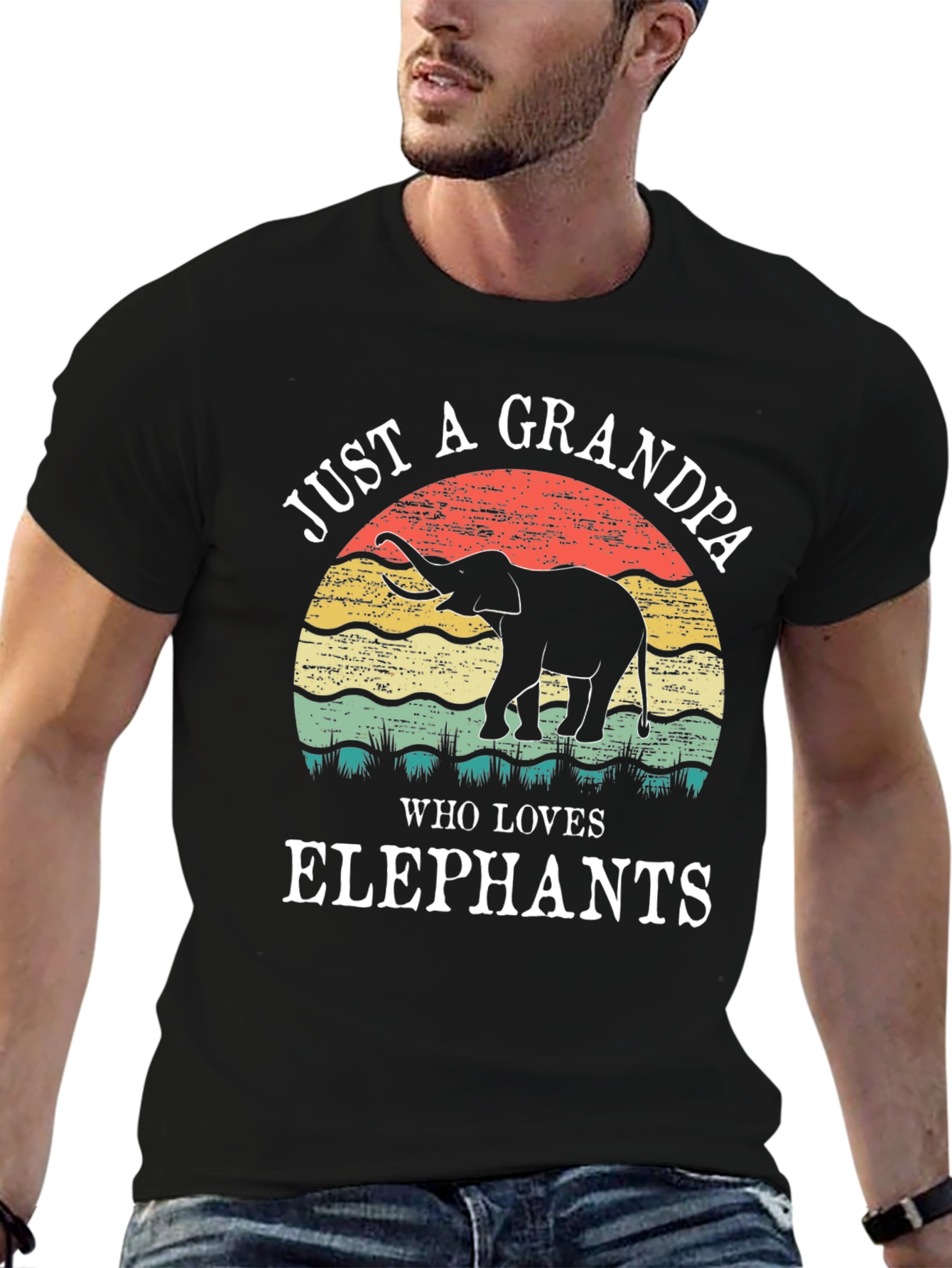 Elephant Grandpa Graphic Tee - Perfect Gift!