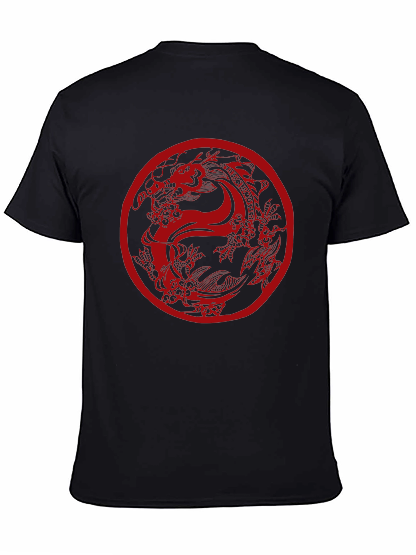 Dragon Circle Graphic Tee - Black Casual Top