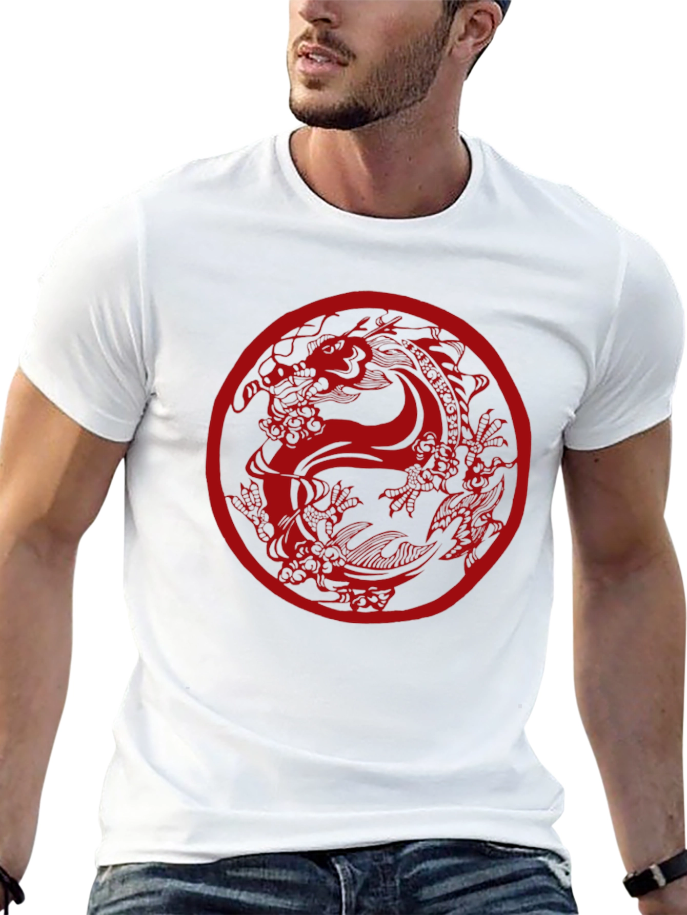 Dragon Circle Graphic Tee - Black Casual Top