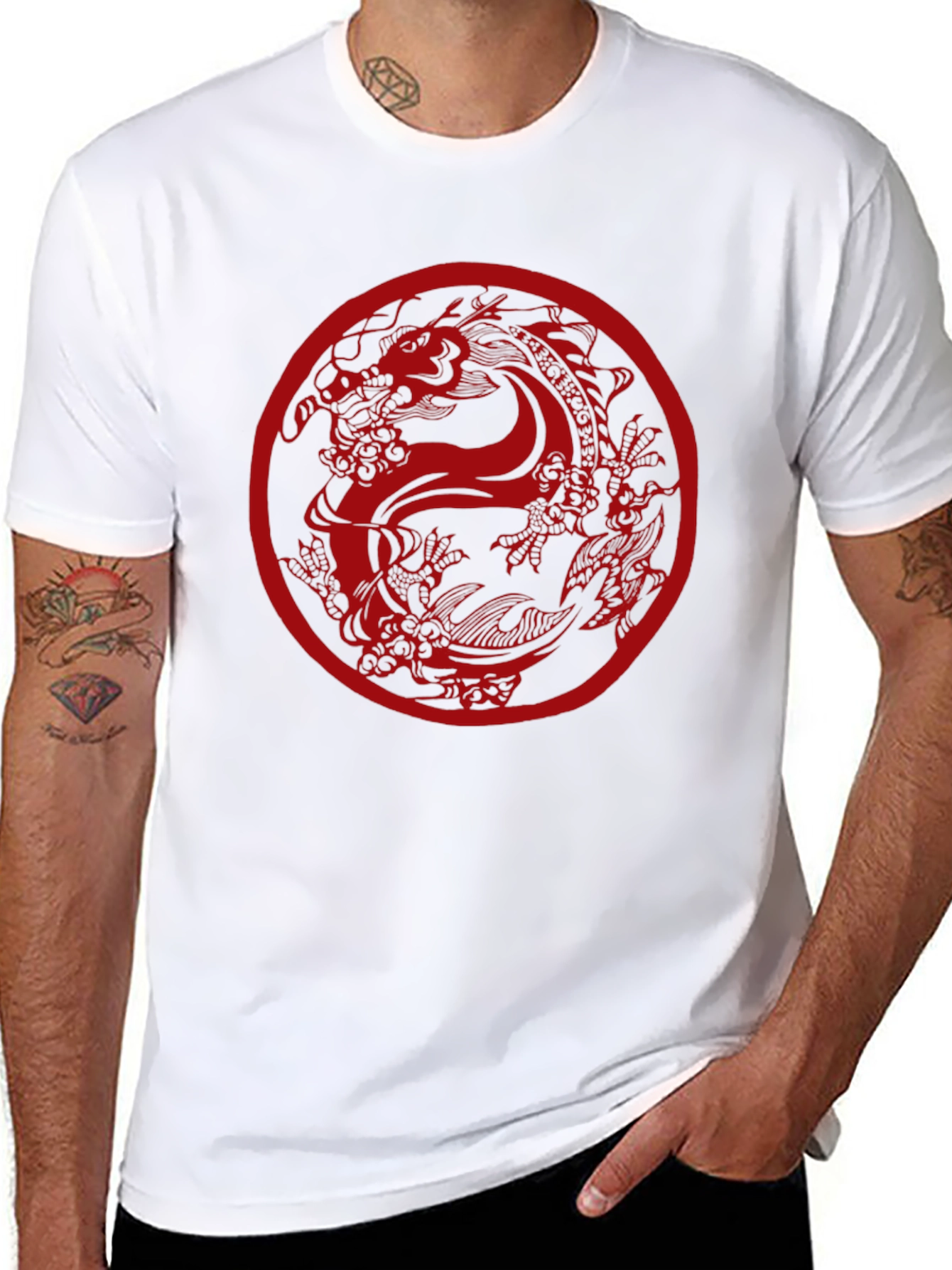 Dragon Circle Graphic Tee - Black Casual Top