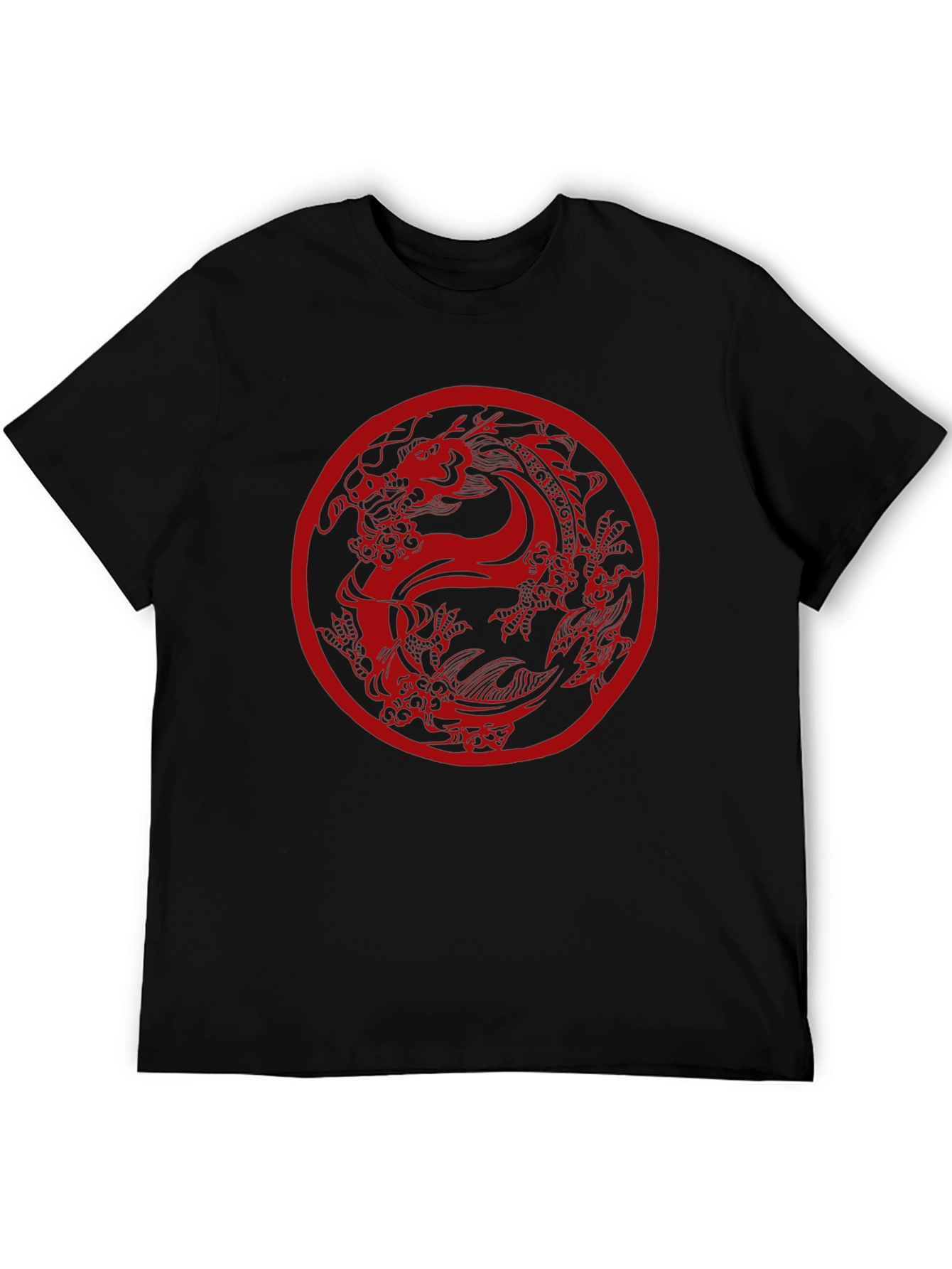 Dragon Circle Graphic Tee - Black Casual Top