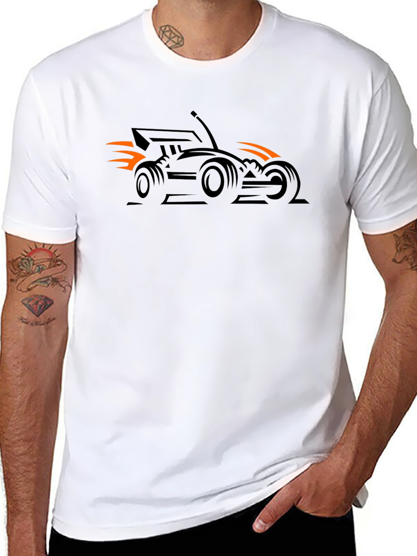 RC Car Racing Flames T-Shirt - Black Cotton