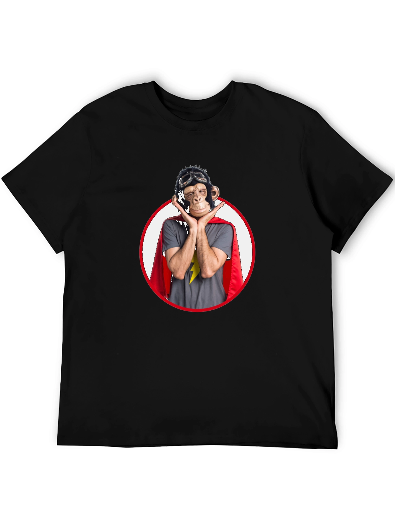 Superhero Monkey Graphic T-Shirt - Black