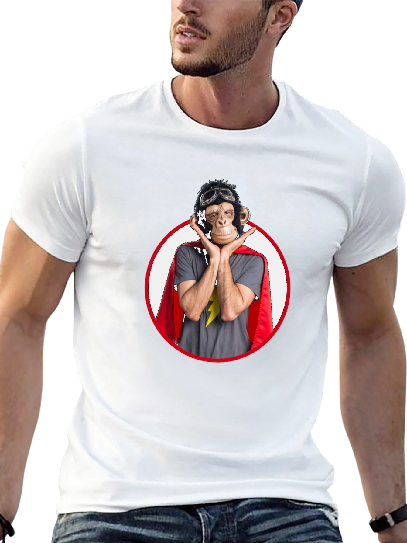 Superhero Monkey Graphic T-Shirt - Black
