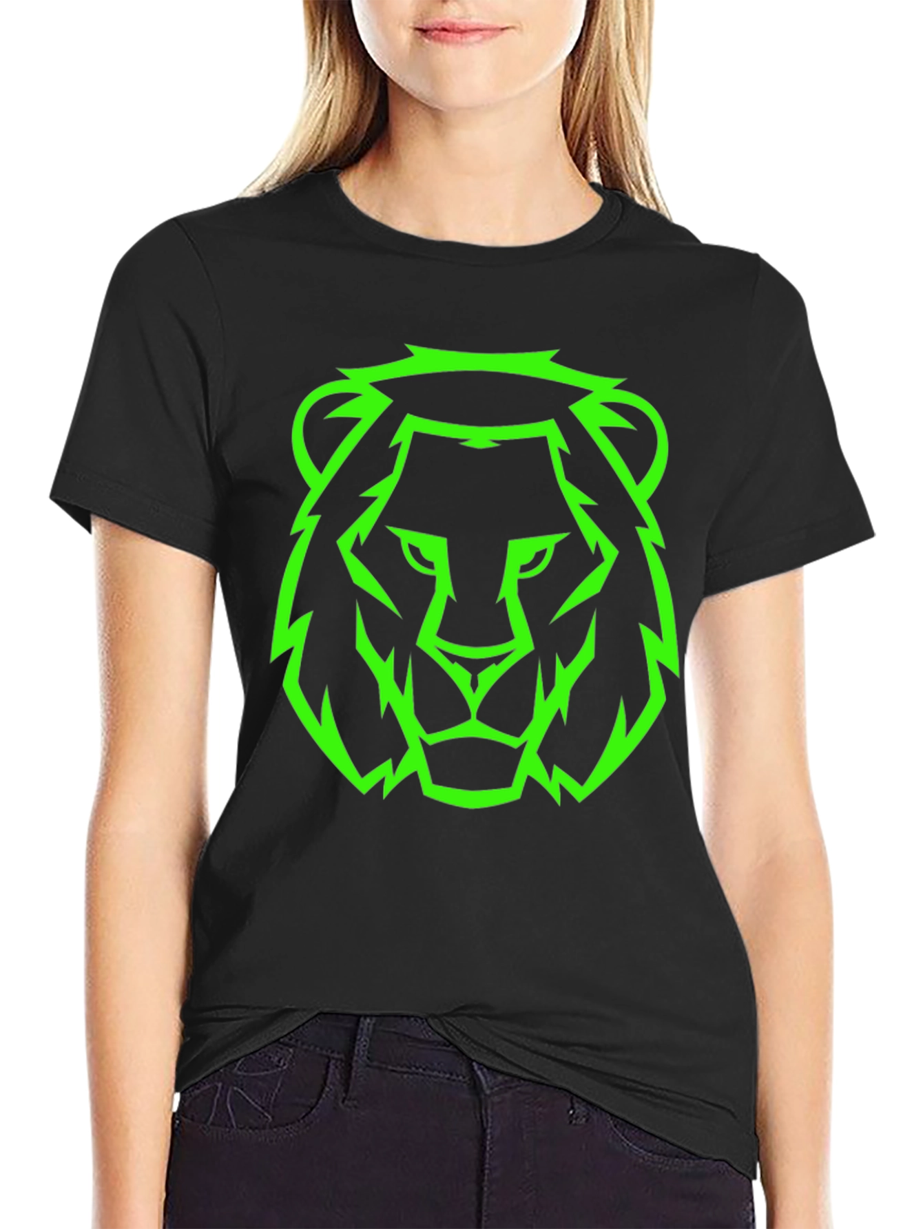 Neon Lion Graphic Black Tee - Mens Style