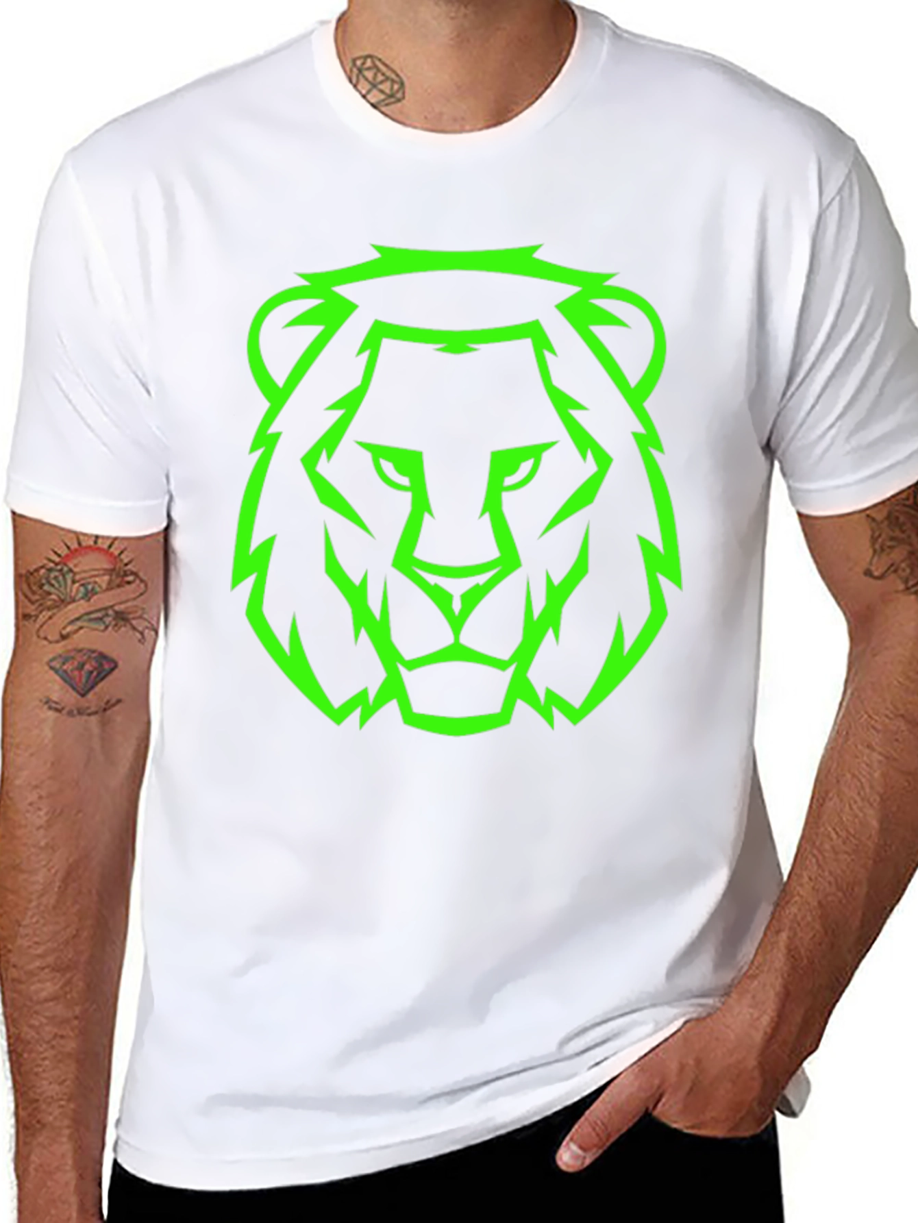 Neon Lion Graphic Black Tee - Mens Style