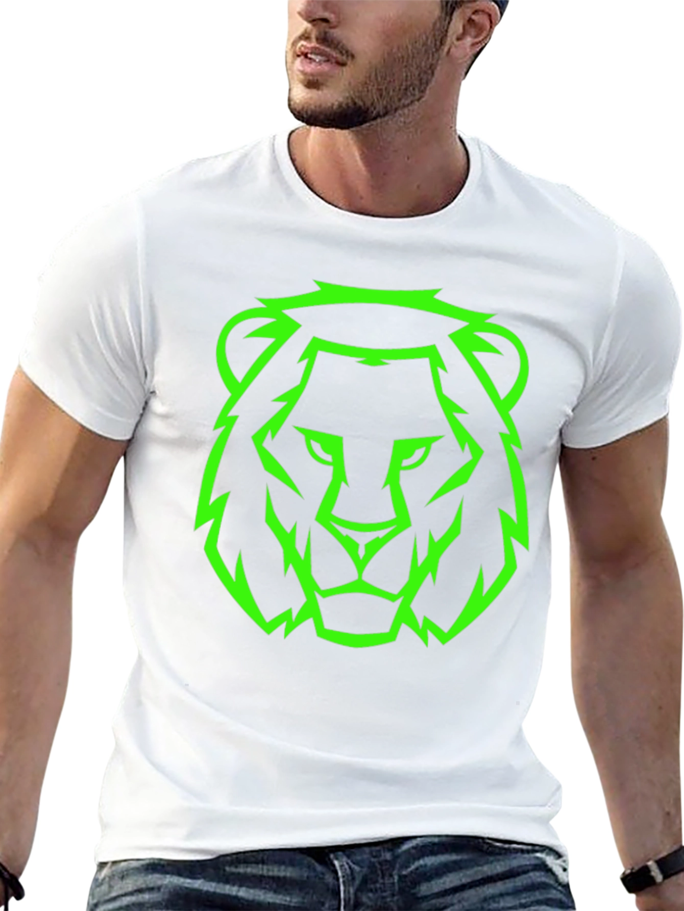 Neon Lion Graphic Black Tee - Mens Style