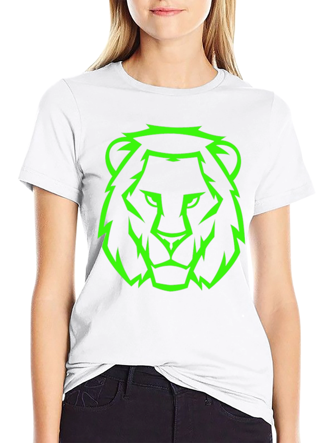 Neon Lion Graphic Black Tee - Mens Style