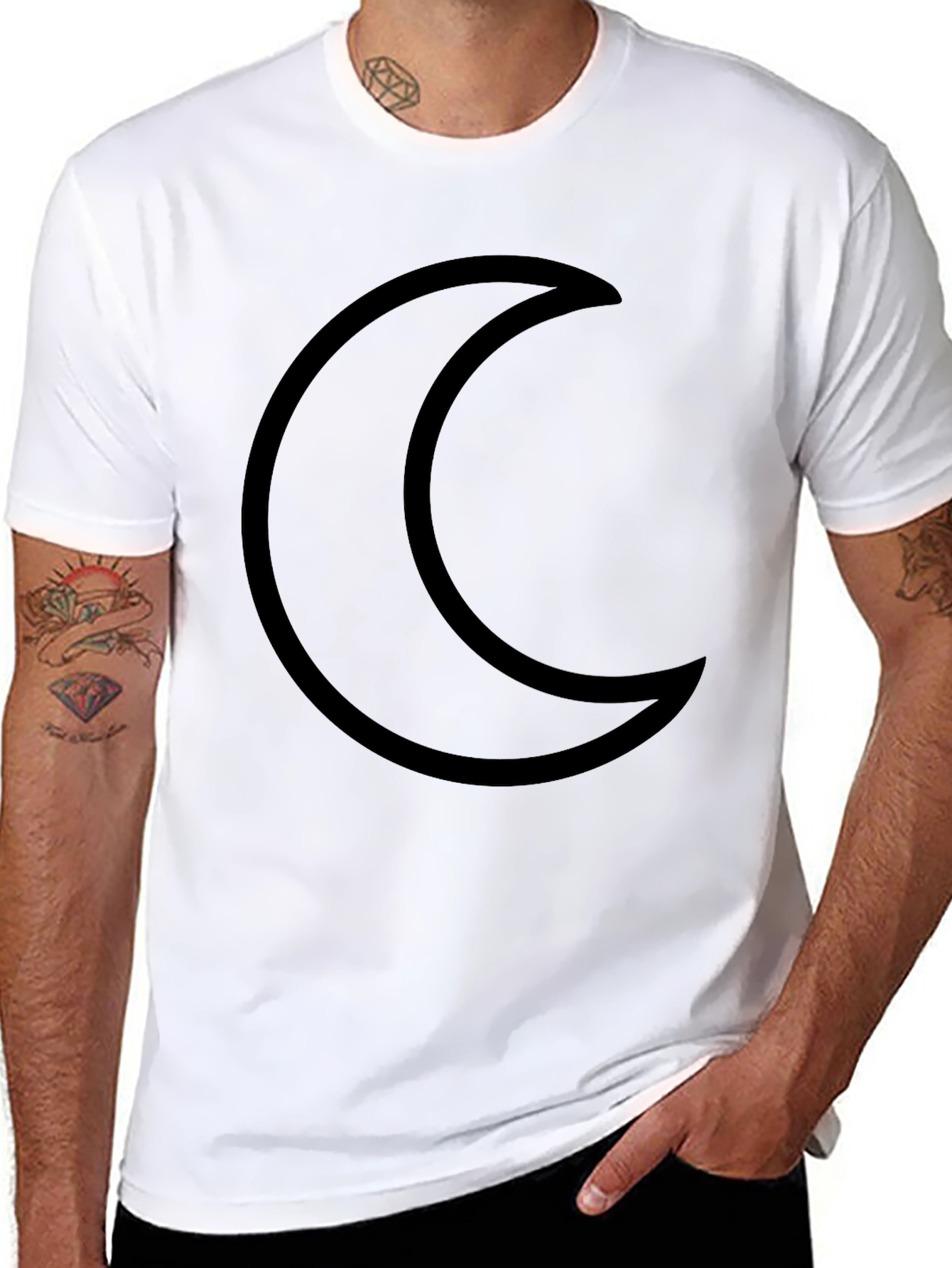 Crescent Moon Black T-Shirt Minimalist Design