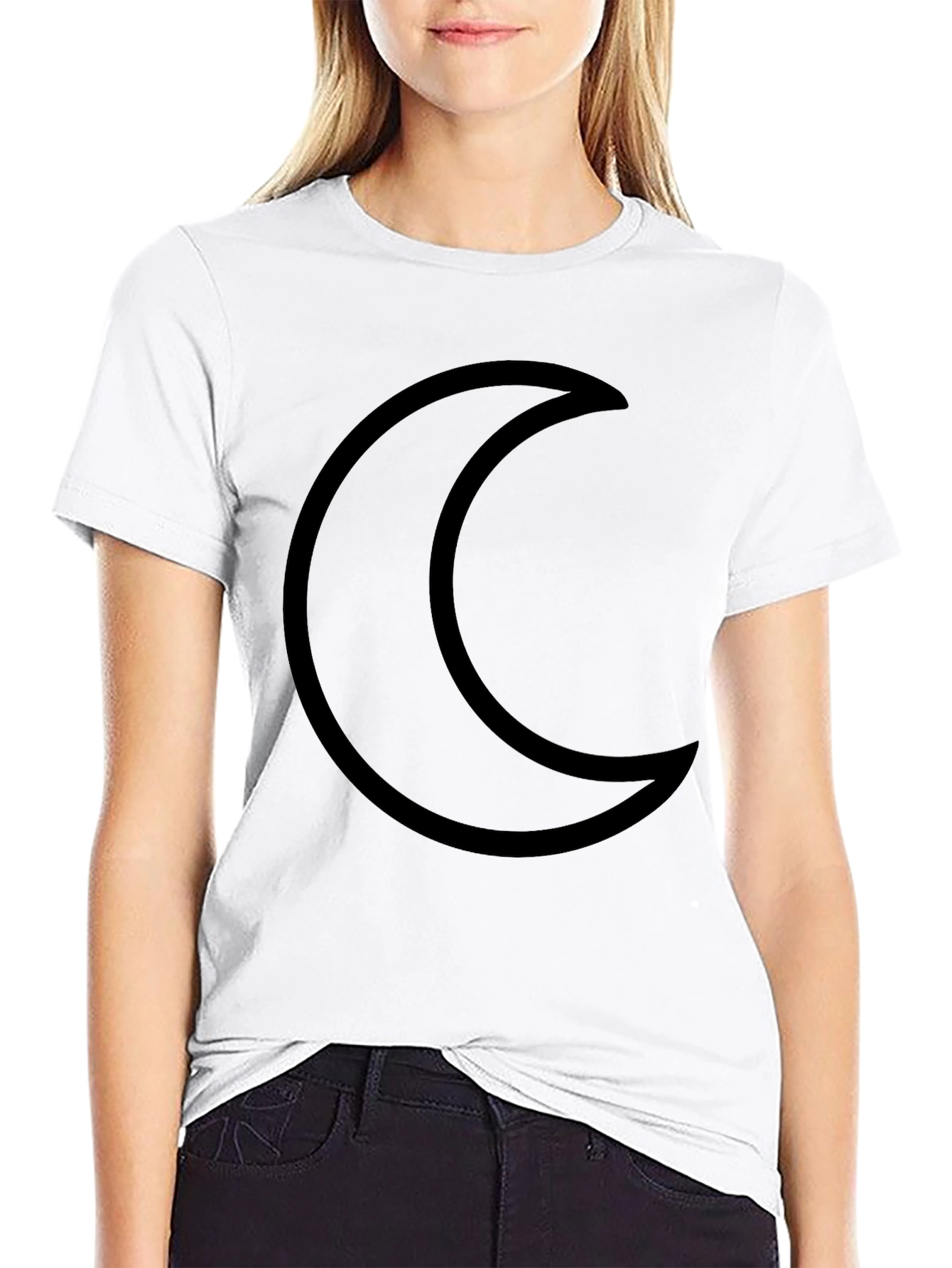 Crescent Moon Black T-Shirt Minimalist Design