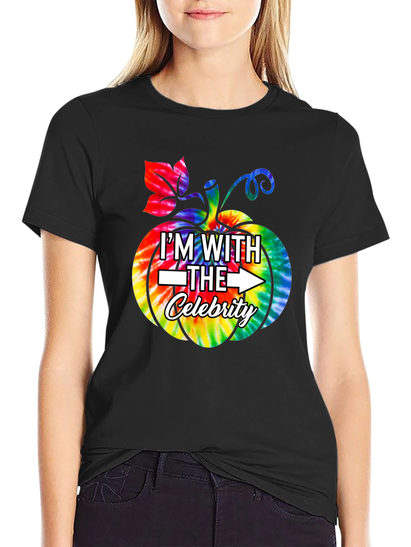 Im With The Celebrity Tie-Dye Pumpkin Graphic T-Shirt
