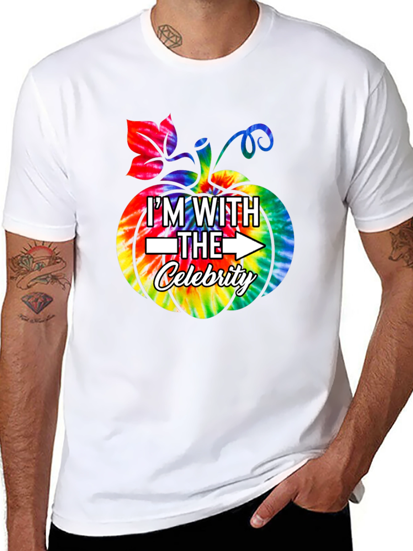 Im With The Celebrity Tie-Dye Pumpkin Graphic T-Shirt