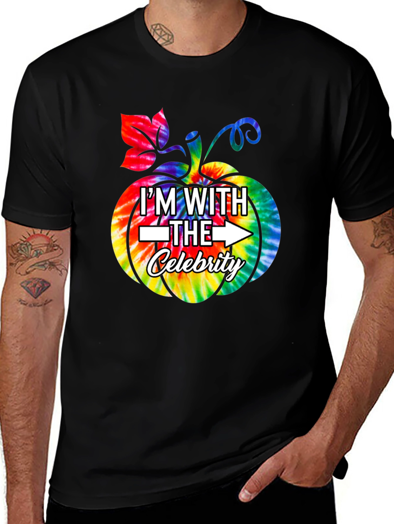 Im With The Celebrity Tie-Dye Pumpkin Graphic T-Shirt