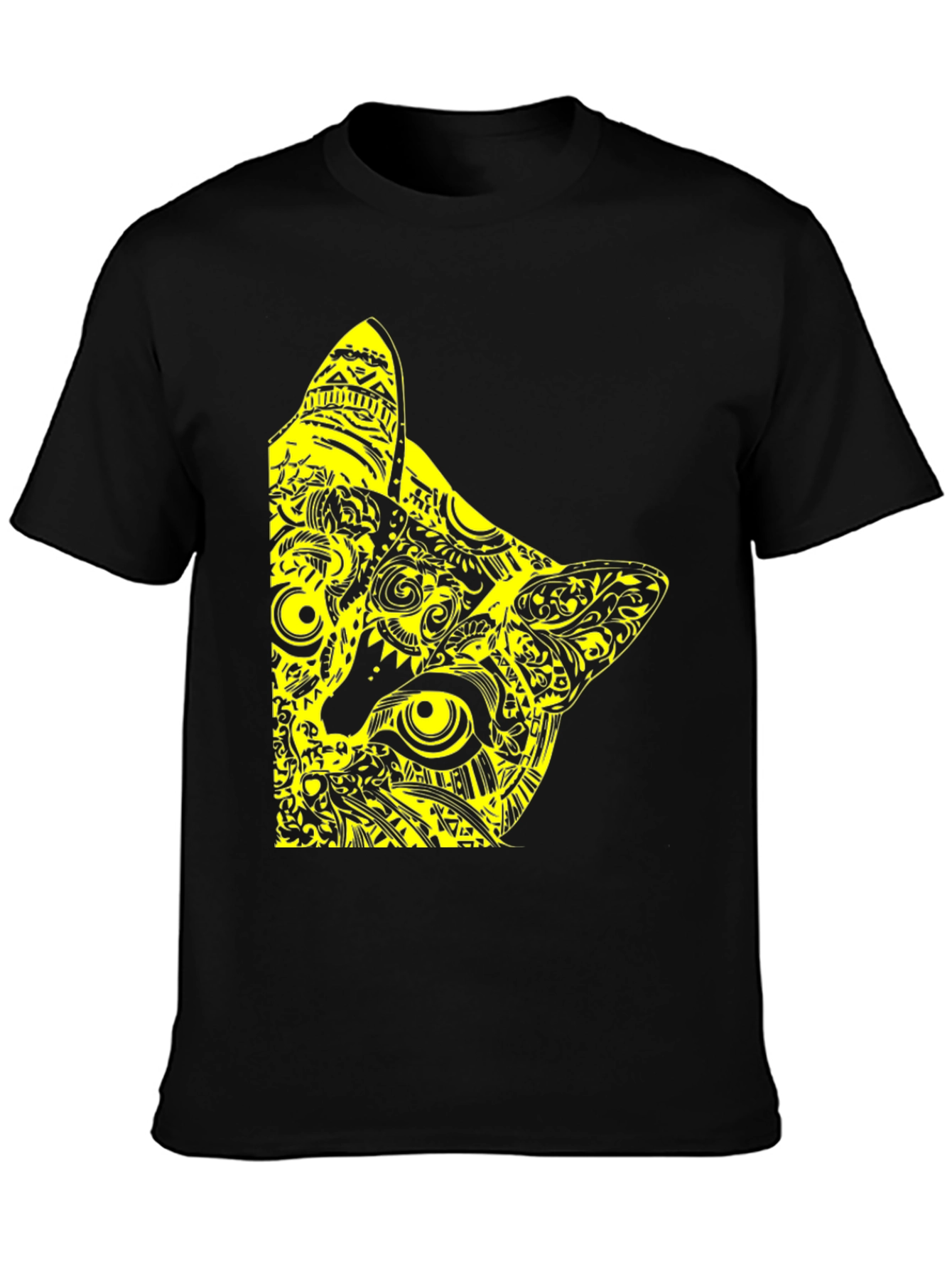 Abstract Cat Graphic Tee - Modern Mens T-Shirt