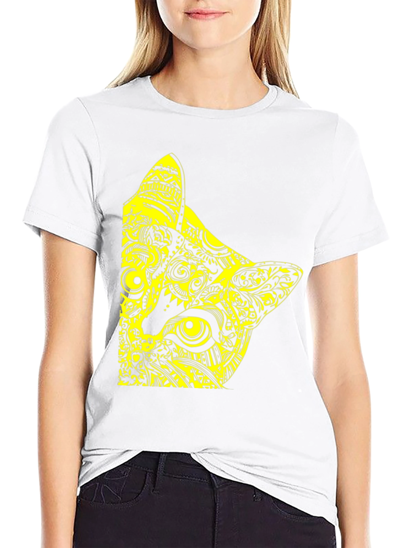 Abstract Cat Graphic Tee - Modern Mens T-Shirt