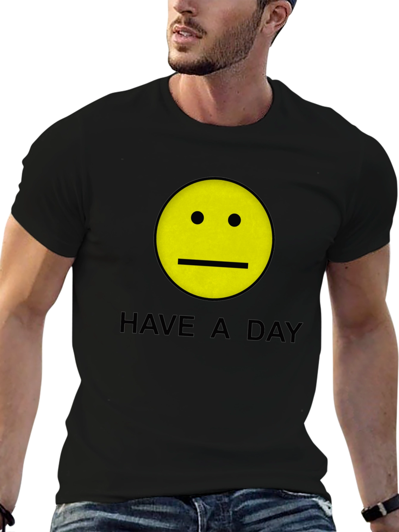 Have a Day Smiley Face Graphic Tee - Black