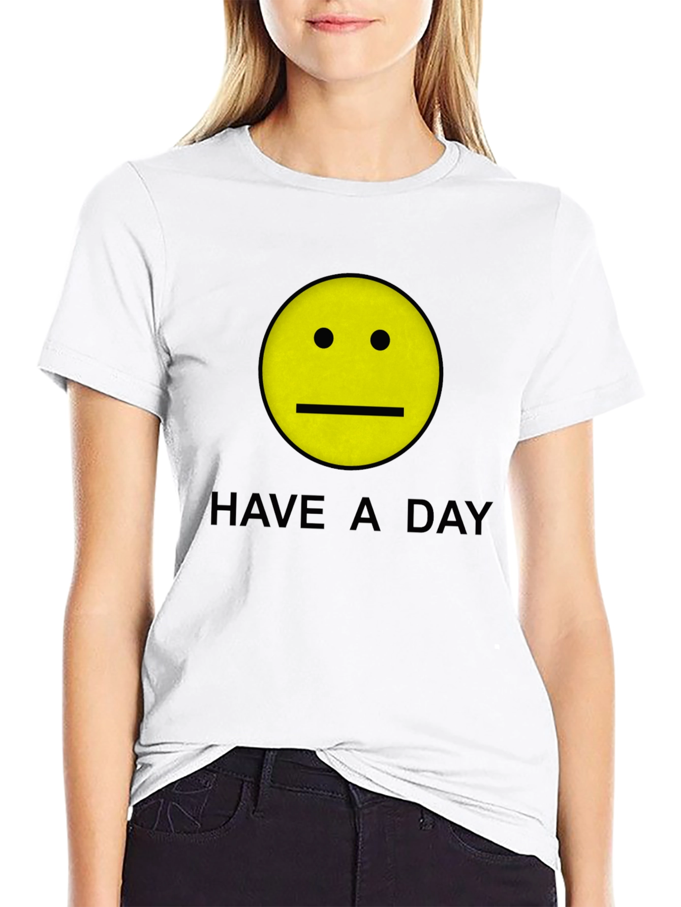 Have a Day Smiley Face Graphic Tee - Black