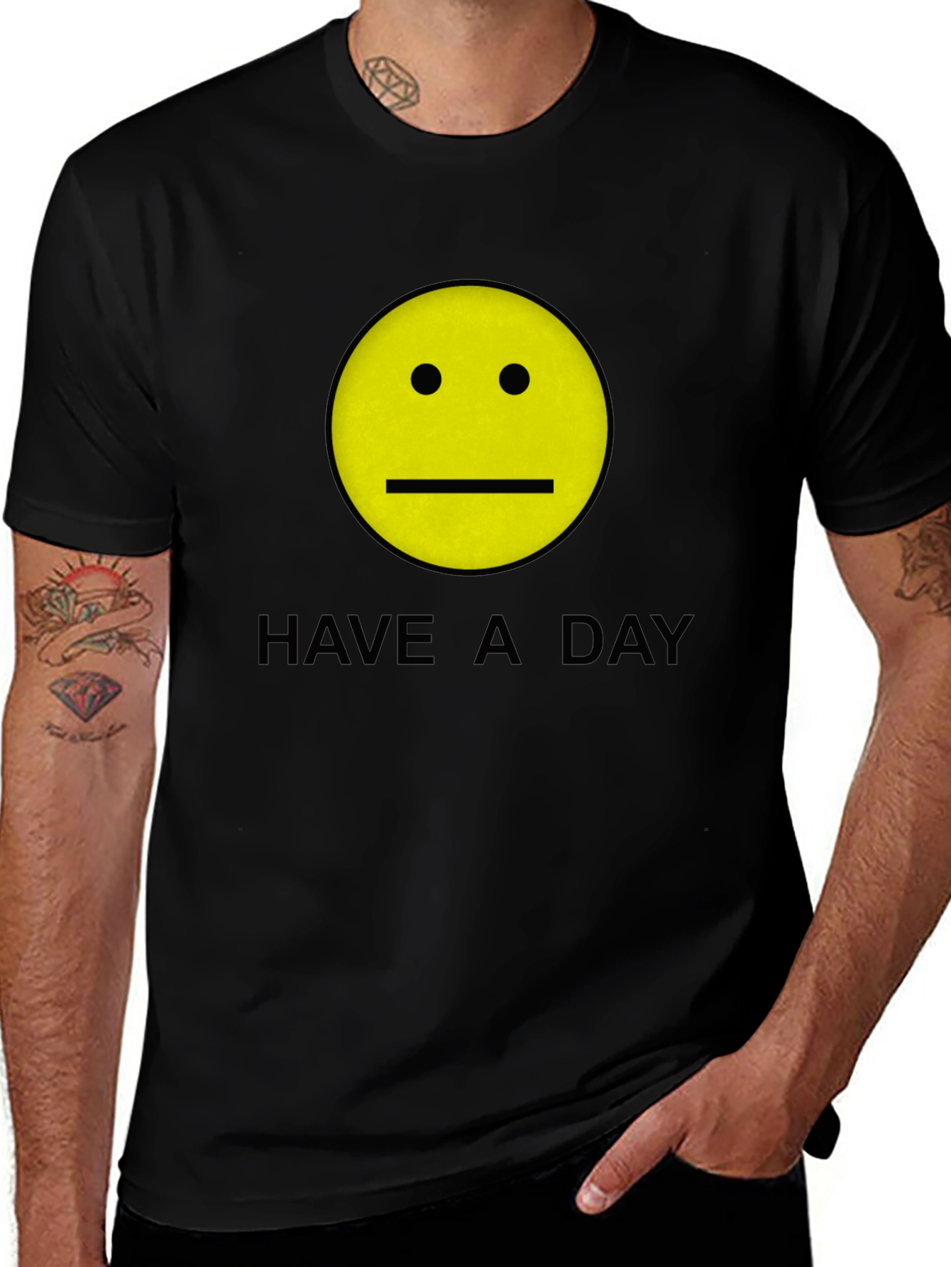 Have a Day Smiley Face Graphic Tee - Black