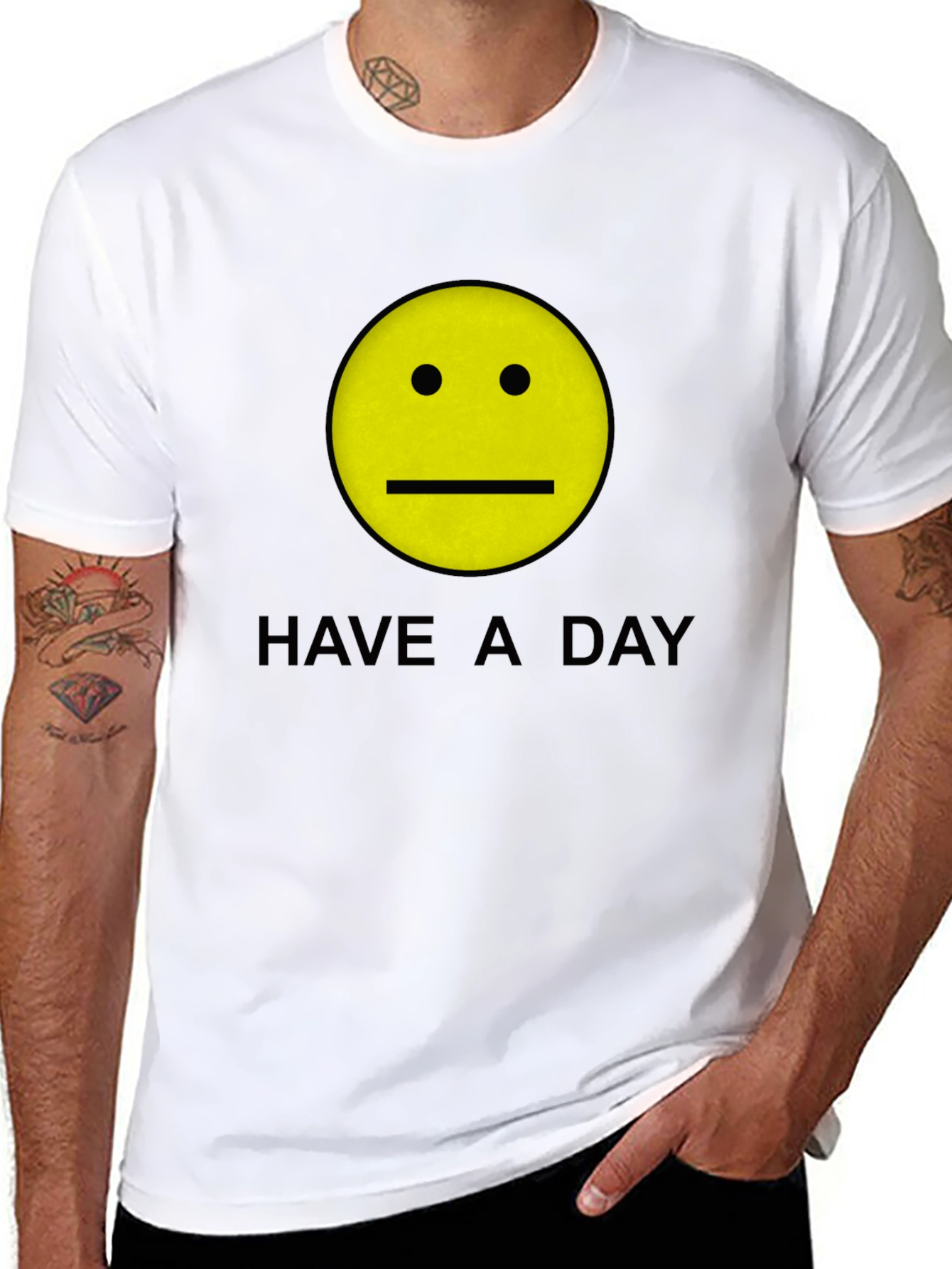 Have a Day Smiley Face Graphic Tee - Black