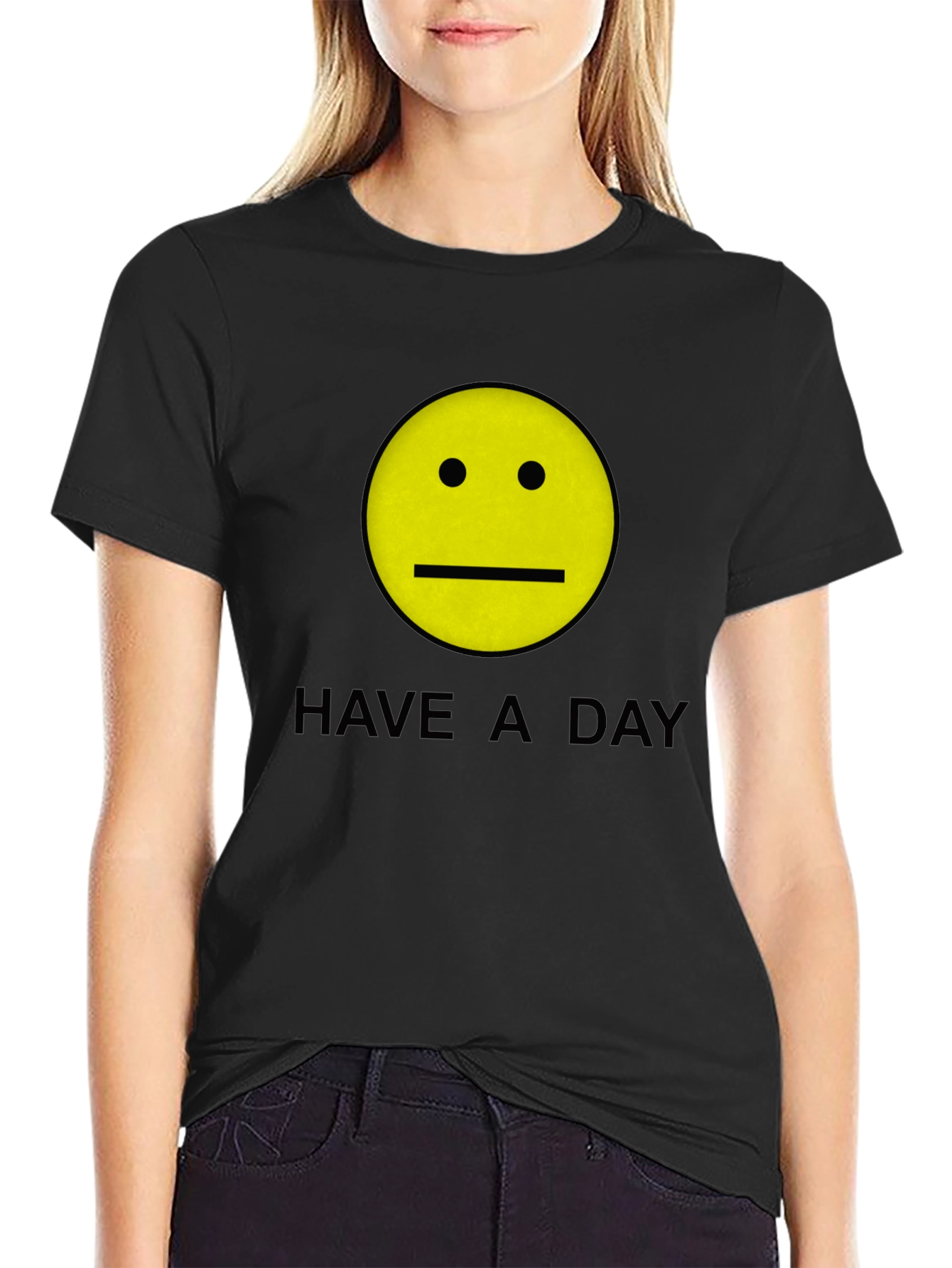 Have a Day Smiley Face Graphic Tee - Black