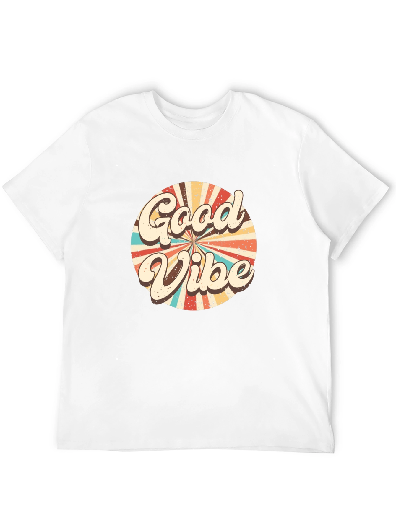 Retro Good Vibes Graphic Tee - Black Cotton T-Shirt