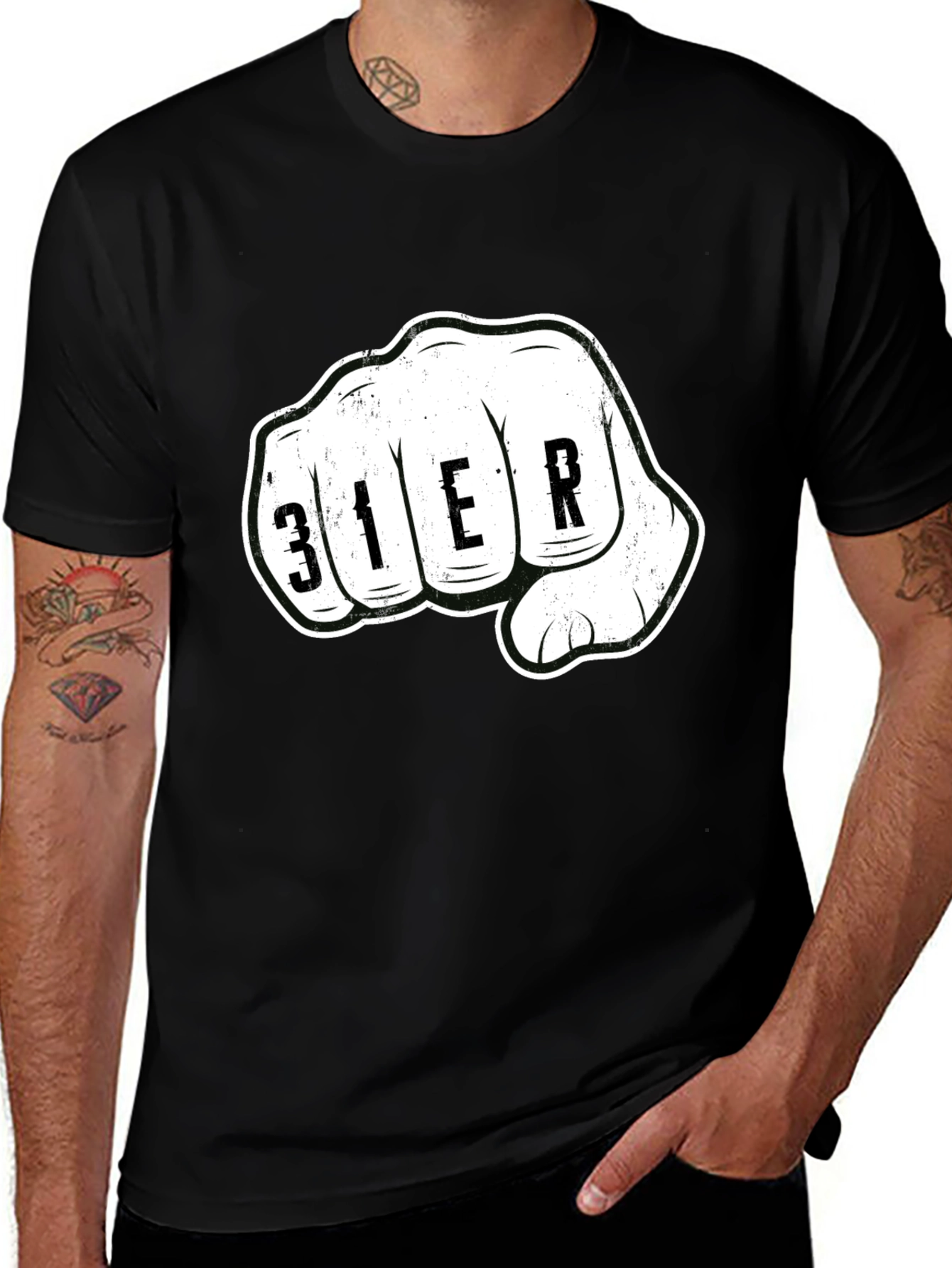 Fisted 31ER Graphic Print Black T-Shirt