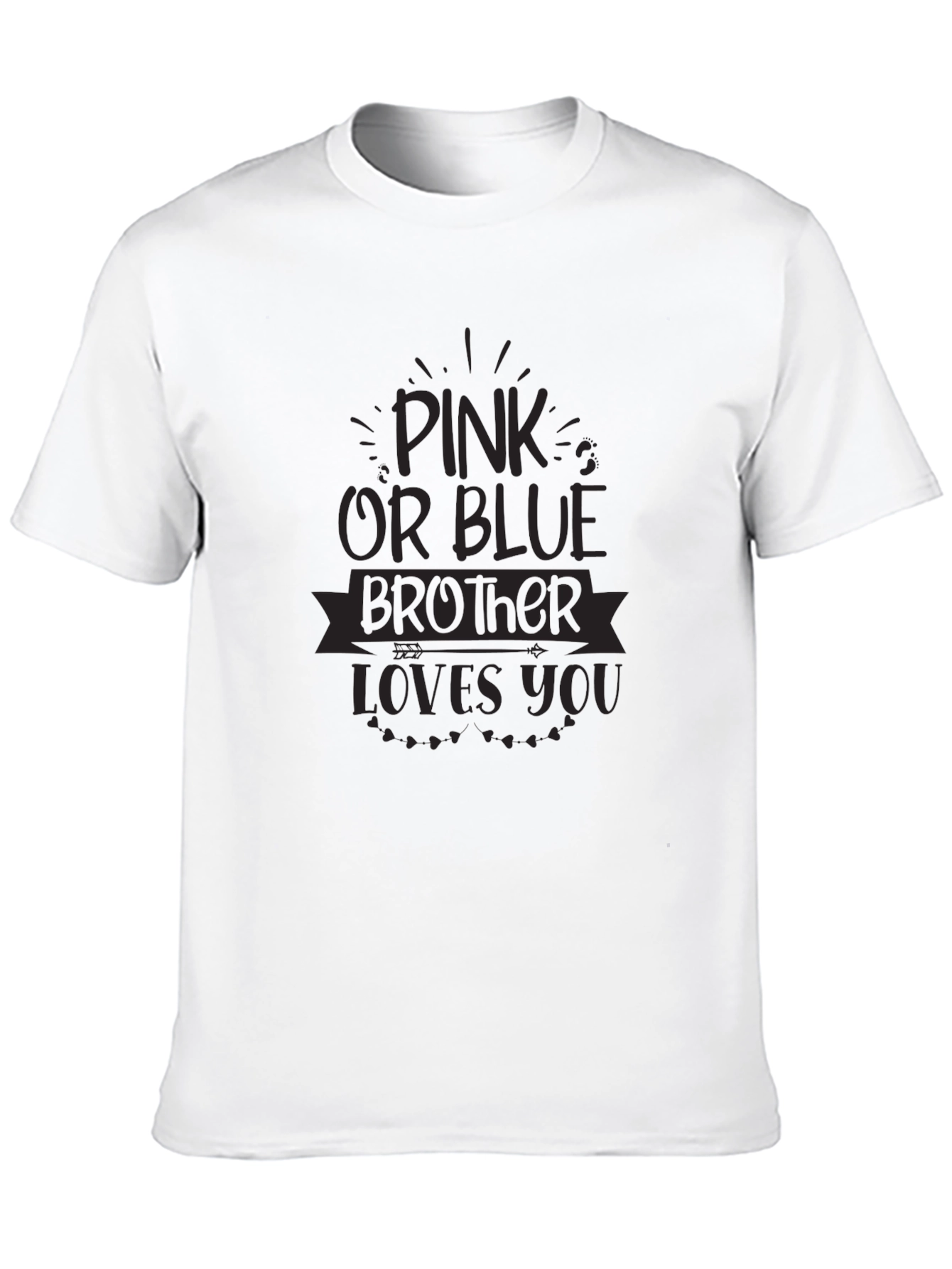 Pink or Blue Brother Loves You Black T-Shirt